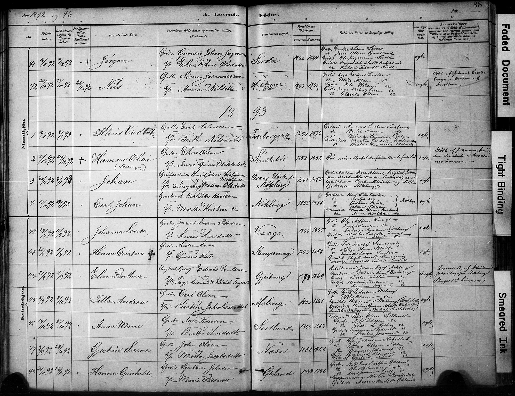 Finnås sokneprestembete, SAB/A-99925/H/Ha/Hab/Habb/L0003: Parish register (copy) no. B 3, 1882-1897, p. 88