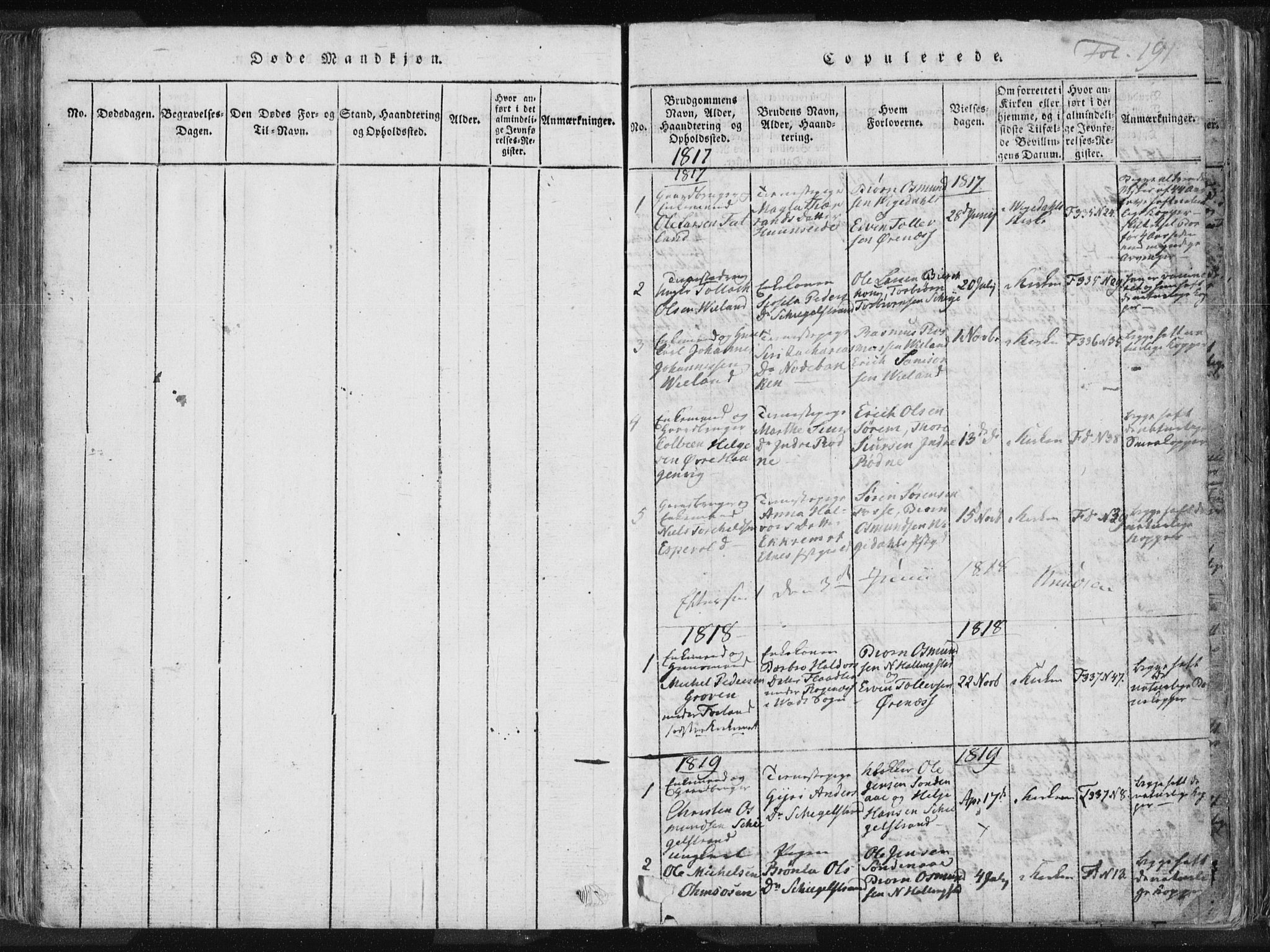 Vikedal sokneprestkontor, AV/SAST-A-101840/01/IV: Parish register (official) no. A 3, 1817-1850, p. 191