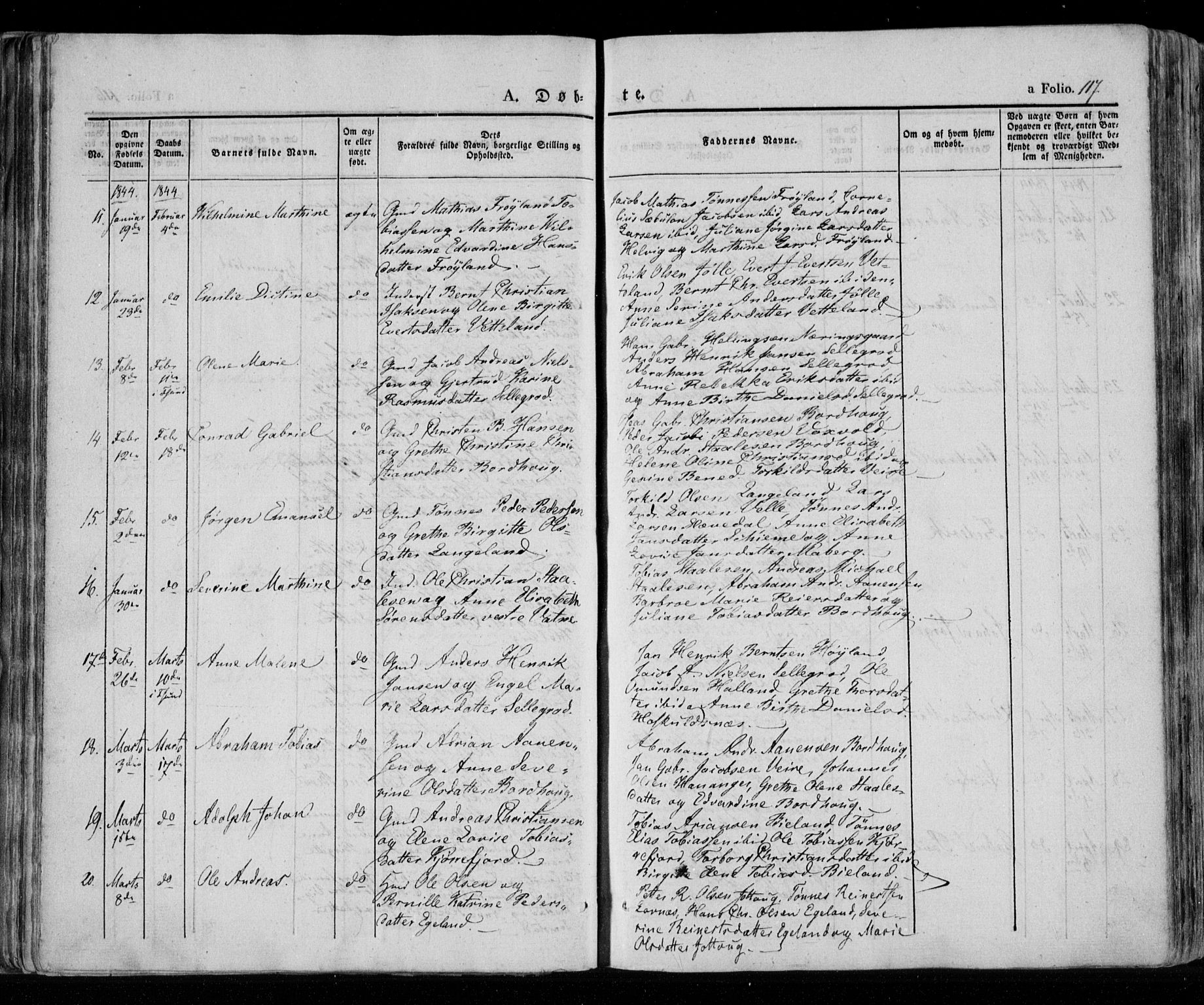 Lista sokneprestkontor, AV/SAK-1111-0027/F/Fa/L0009: Parish register (official) no. A 9, 1835-1846, p. 117