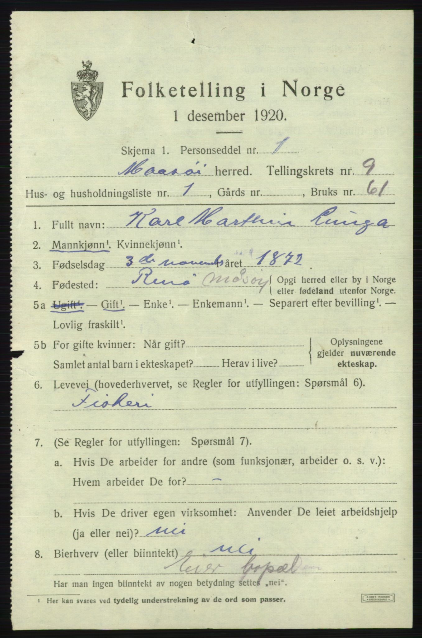 SATØ, 1920 census for Måsøy, 1920, p. 4422