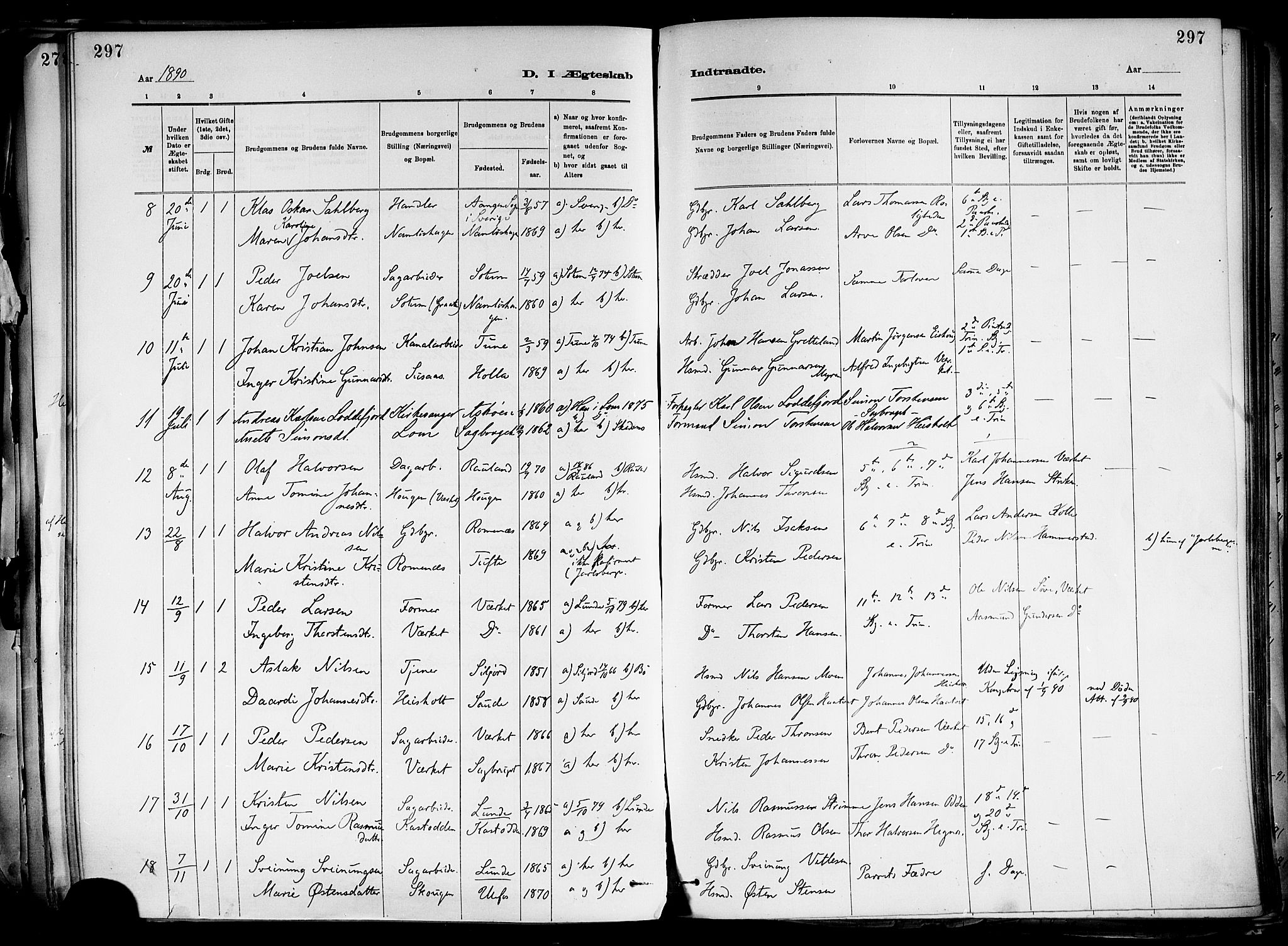 Holla kirkebøker, AV/SAKO-A-272/F/Fa/L0008: Parish register (official) no. 8, 1882-1897, p. 297