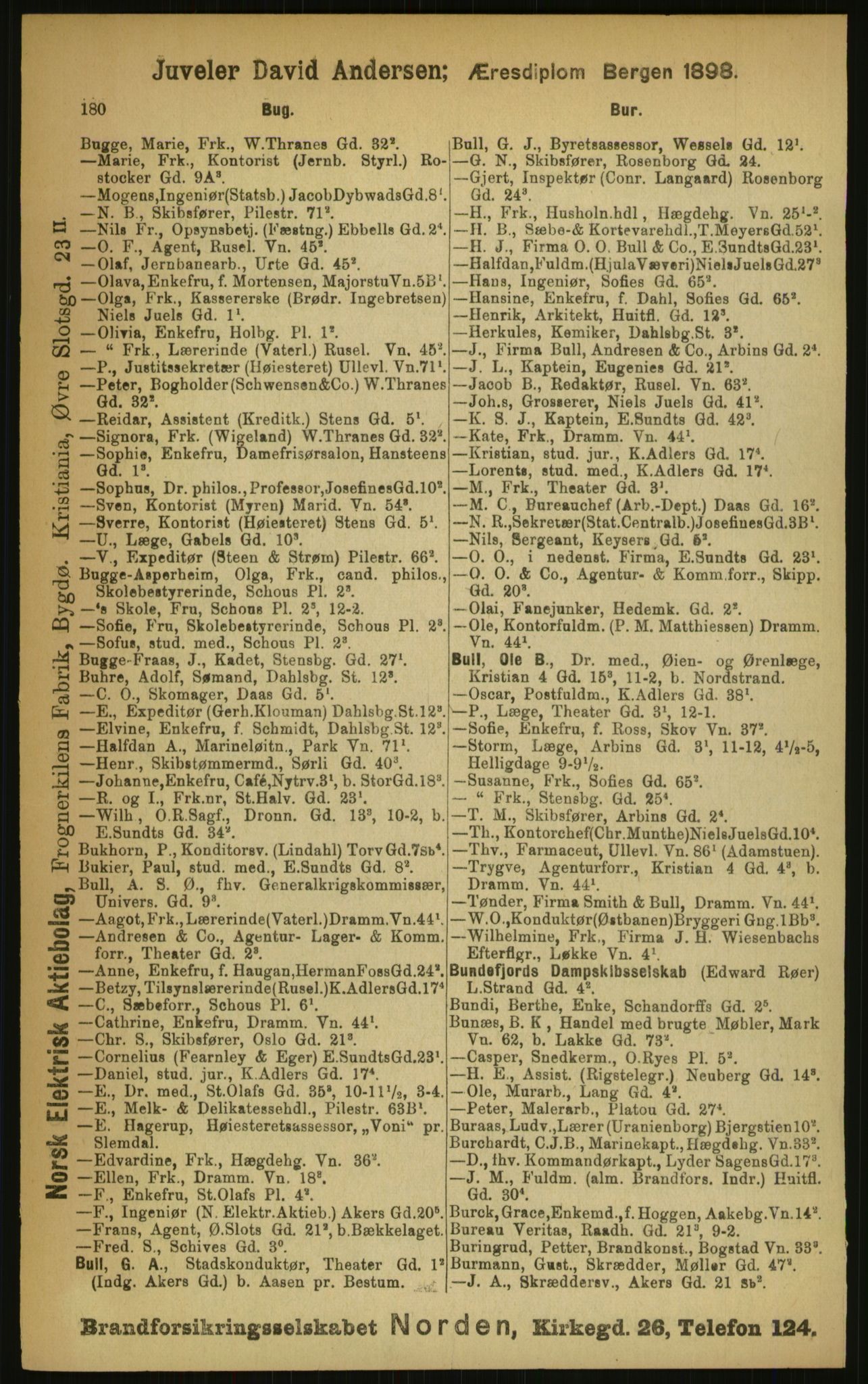 Kristiania/Oslo adressebok, PUBL/-, 1899, p. 180