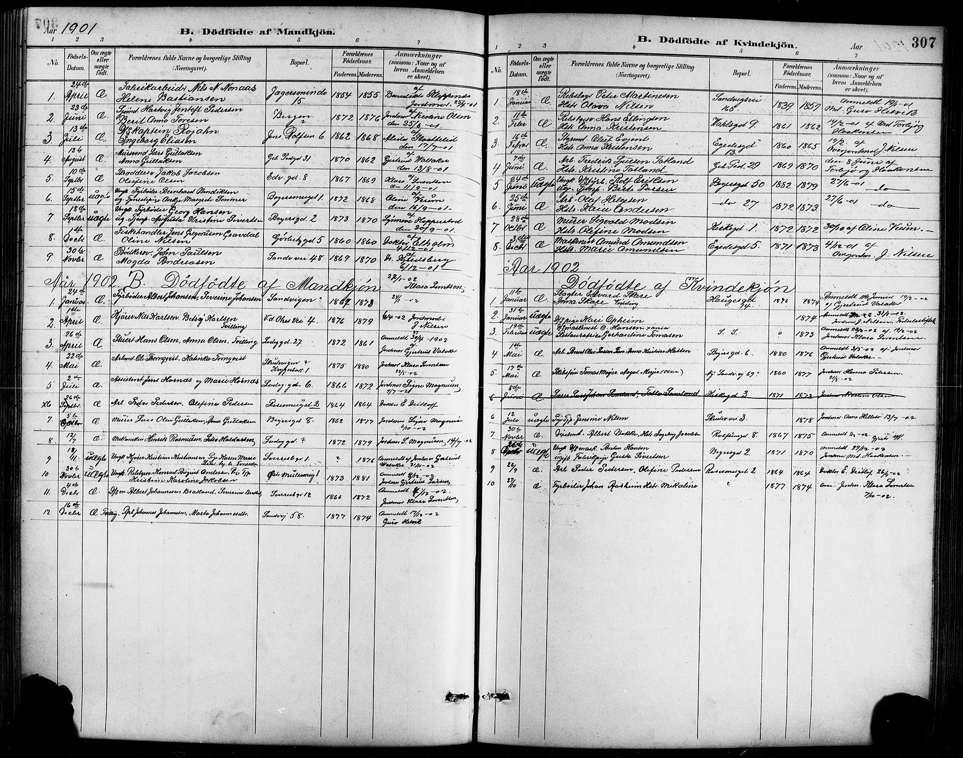Sandviken Sokneprestembete, SAB/A-77601/H/Hb/L0002: Parish register (copy) no. A 3, 1888-1902, p. 307