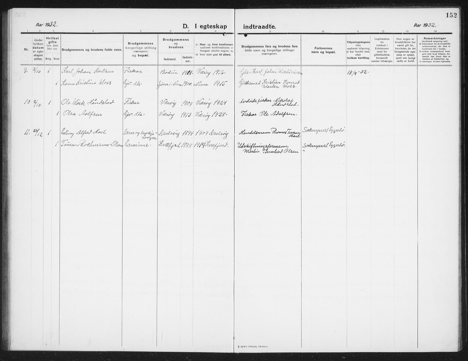 Ministerialprotokoller, klokkerbøker og fødselsregistre - Nordland, AV/SAT-A-1459/807/L0124: Parish register (copy) no. 807C02, 1910-1935, p. 152