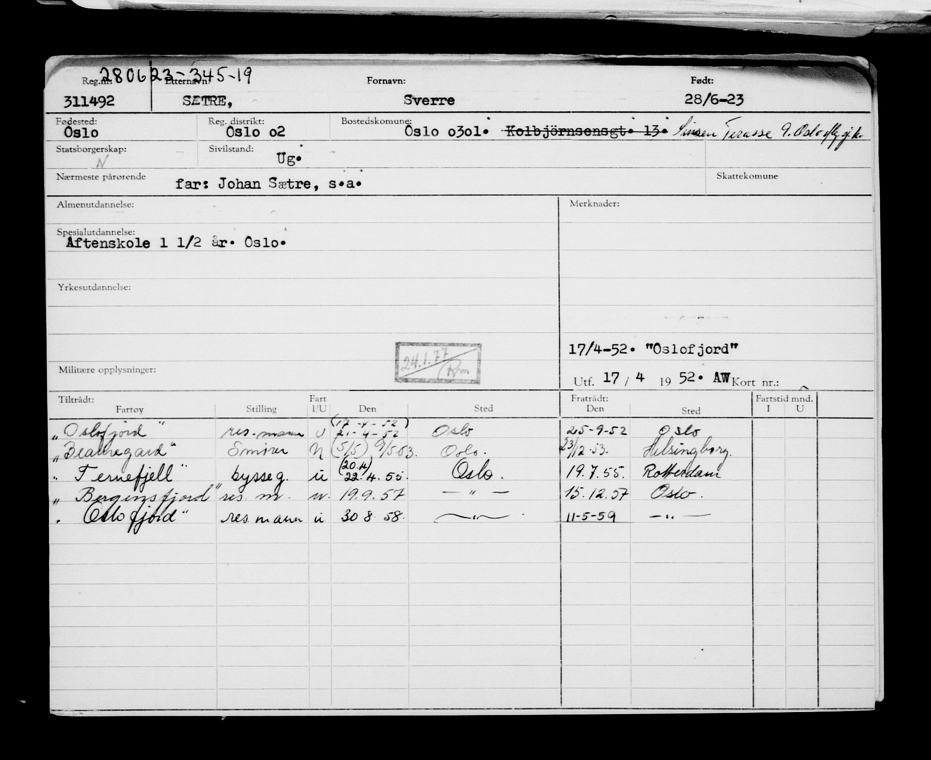 Direktoratet for sjømenn, AV/RA-S-3545/G/Gb/L0220: Hovedkort, 1923, p. 485