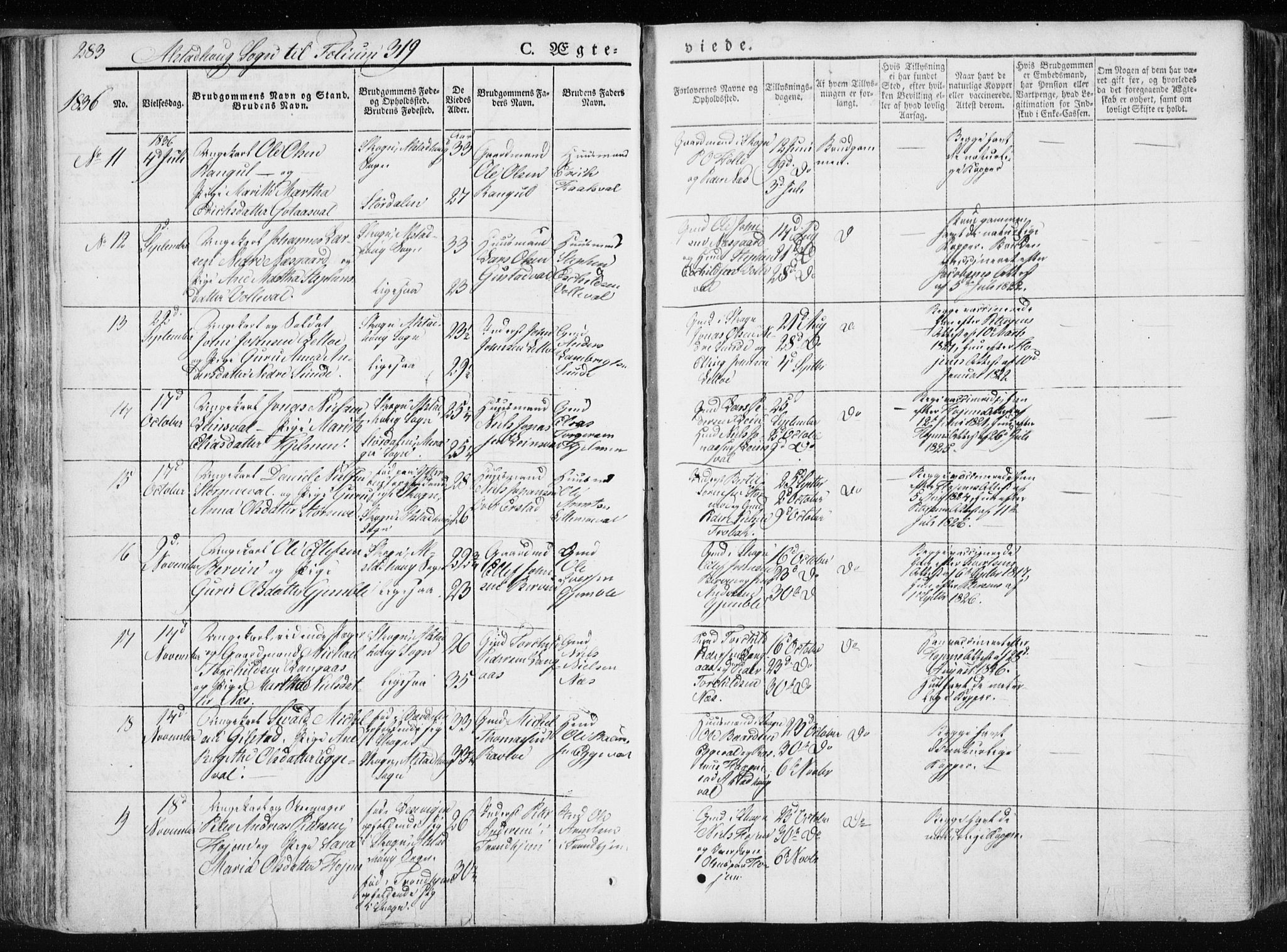Ministerialprotokoller, klokkerbøker og fødselsregistre - Nord-Trøndelag, SAT/A-1458/717/L0154: Parish register (official) no. 717A06 /1, 1836-1849, p. 283