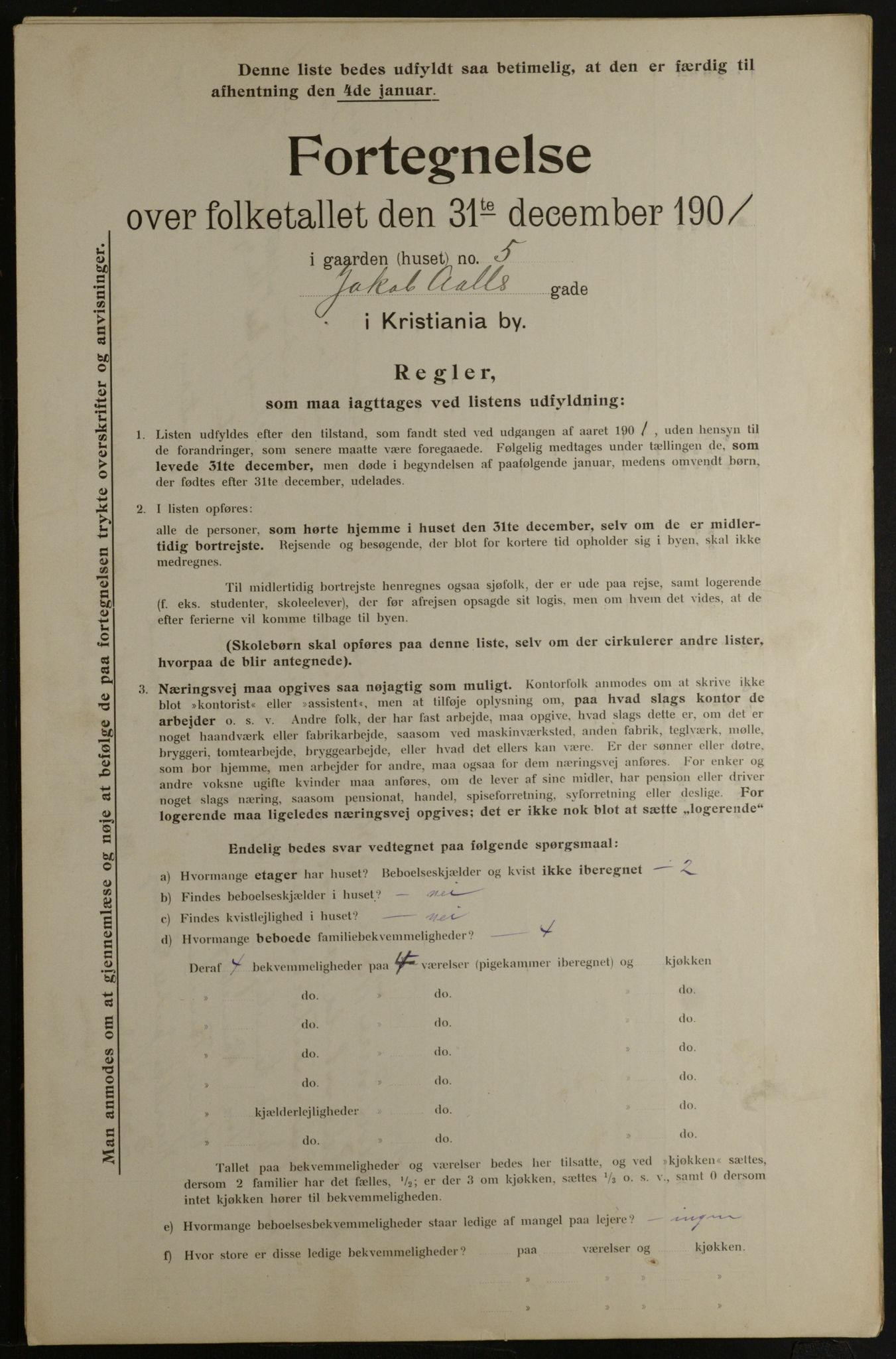 OBA, Municipal Census 1901 for Kristiania, 1901, p. 7063