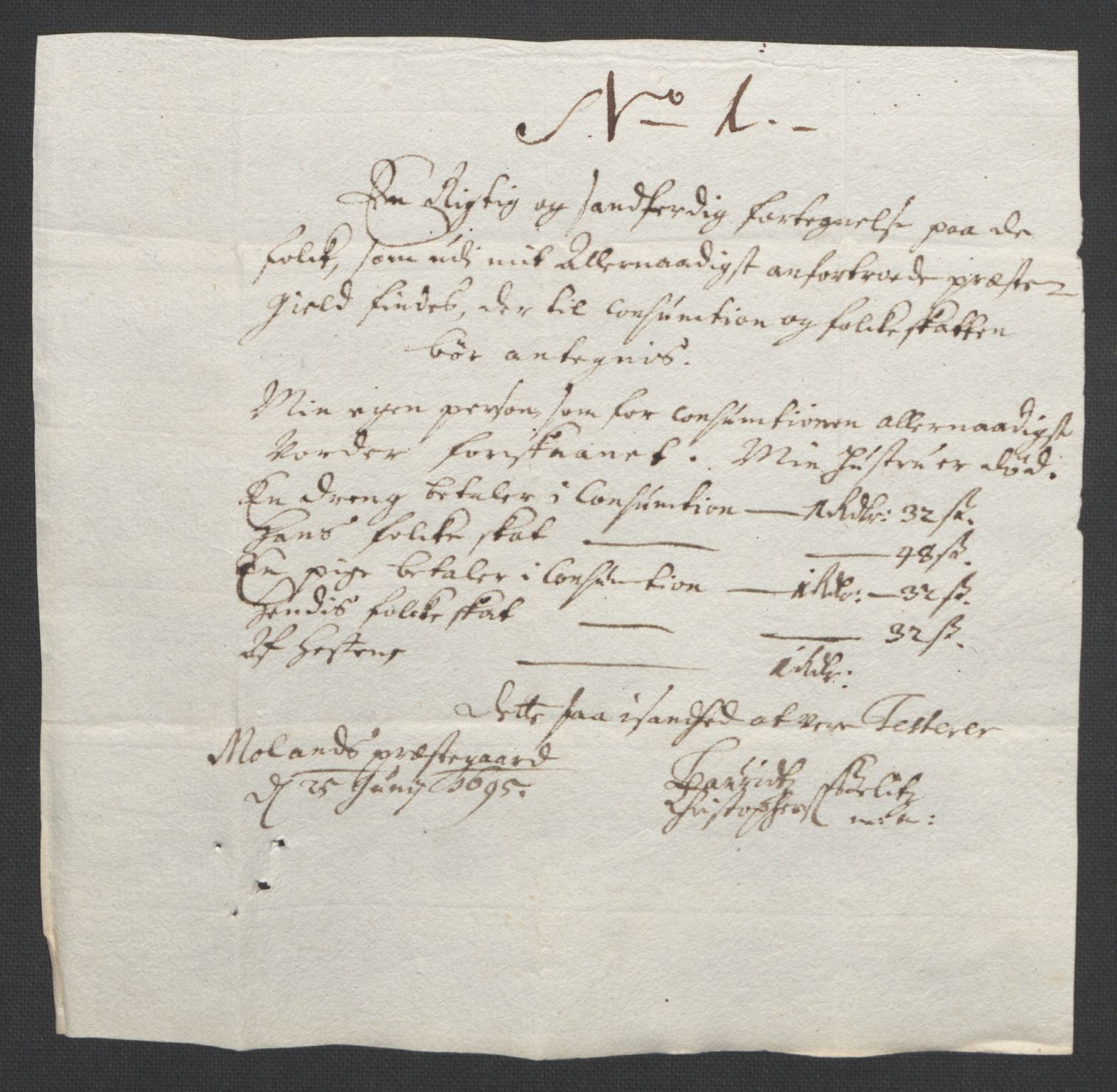 Rentekammeret inntil 1814, Reviderte regnskaper, Fogderegnskap, AV/RA-EA-4092/R39/L2312: Fogderegnskap Nedenes, 1693-1695, p. 275