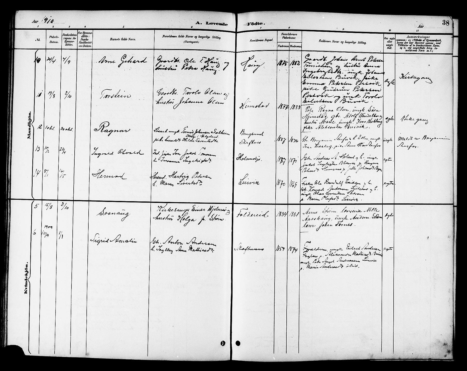 Ministerialprotokoller, klokkerbøker og fødselsregistre - Nord-Trøndelag, SAT/A-1458/783/L0662: Parish register (copy) no. 783C02, 1894-1919, p. 38