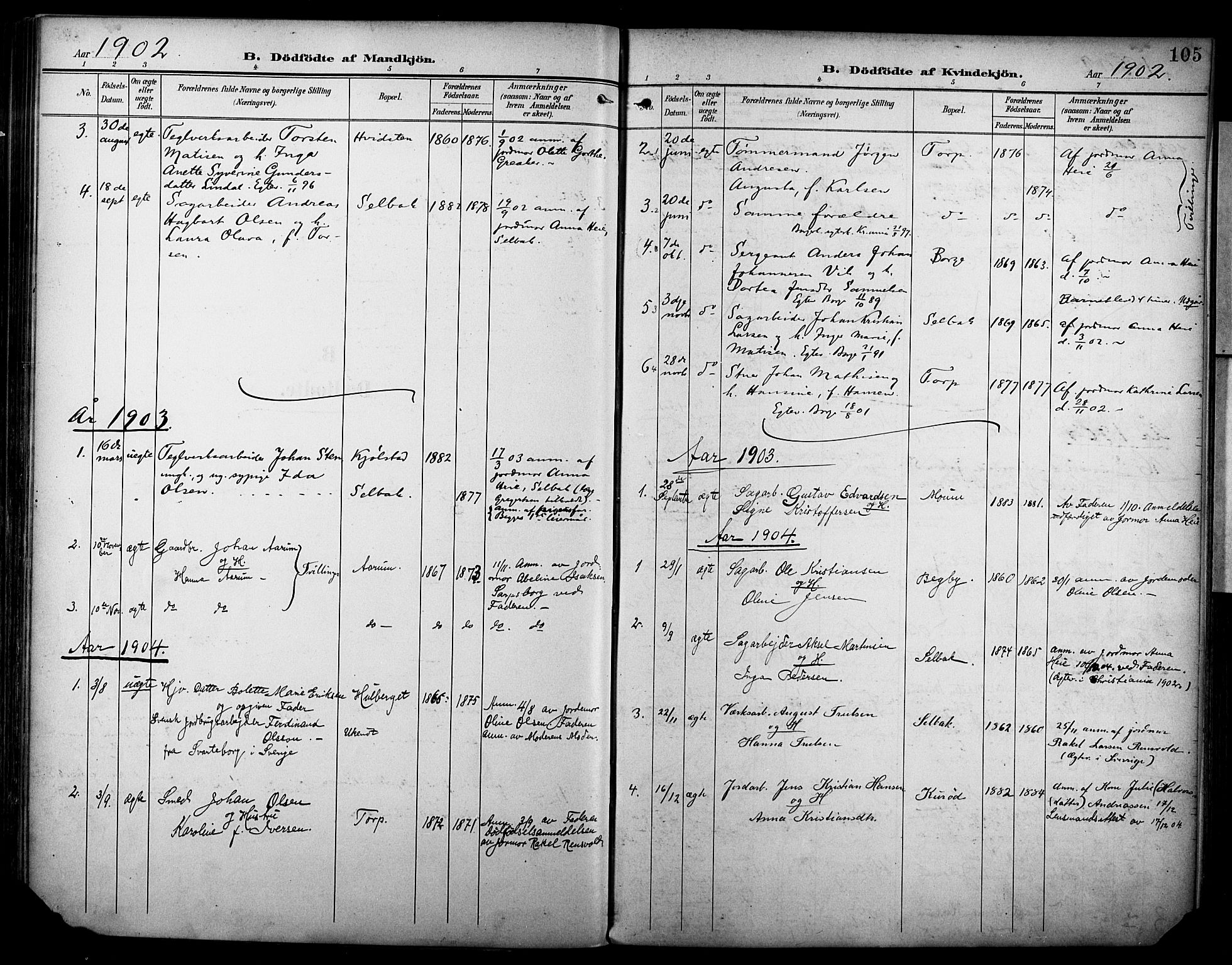 Borge prestekontor Kirkebøker, AV/SAO-A-10903/F/Fa/L0009: Parish register (official) no. I 9, 1902-1911, p. 105