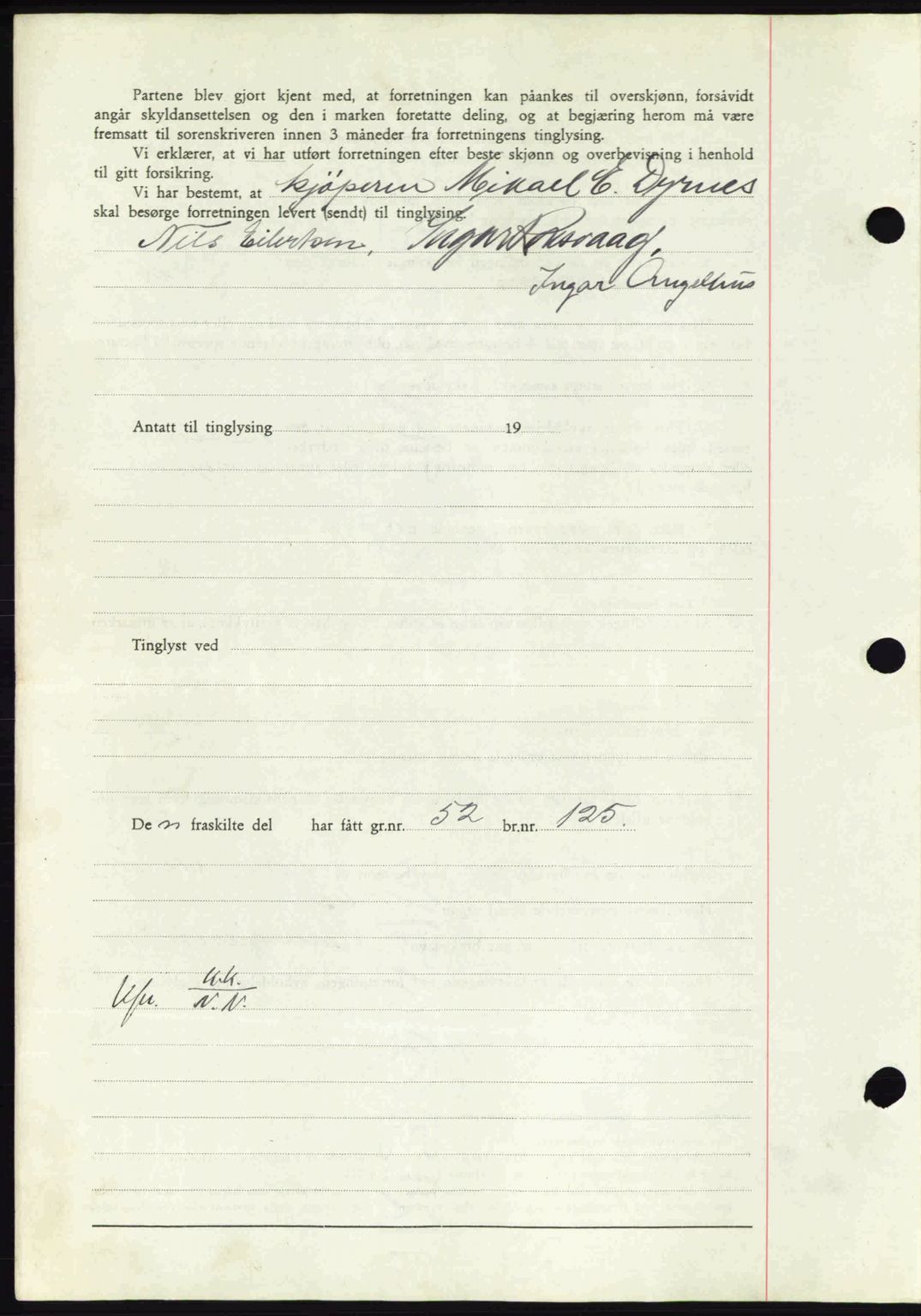 Nordmøre sorenskriveri, AV/SAT-A-4132/1/2/2Ca: Mortgage book no. A92, 1942-1942, Diary no: : 998/1942