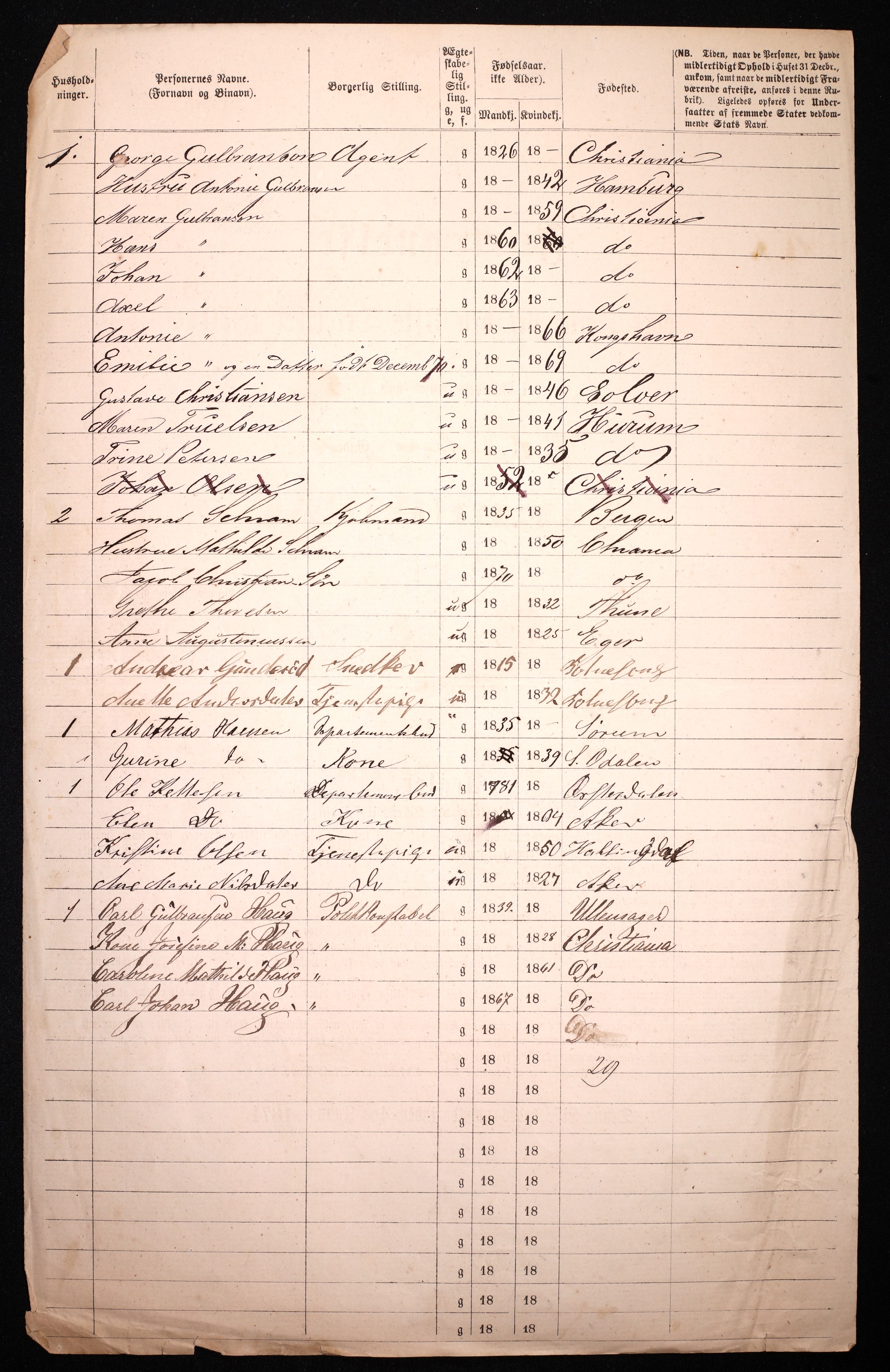 RA, 1870 census for 0301 Kristiania, 1870, p. 2880