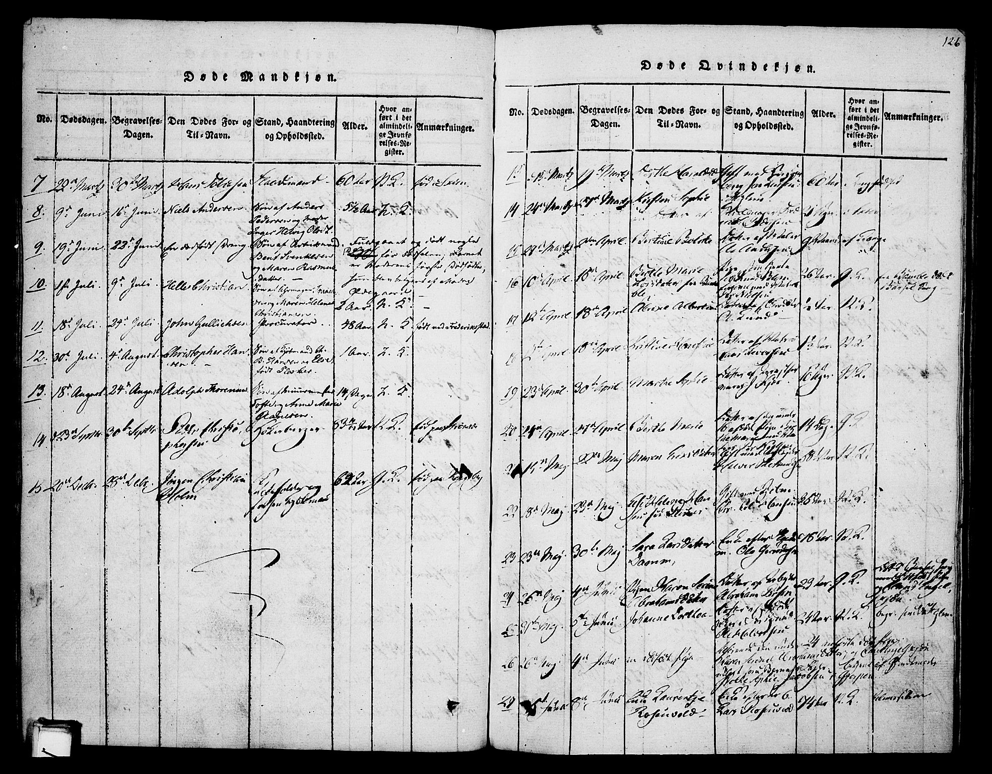 Skien kirkebøker, SAKO/A-302/F/Fa/L0005: Parish register (official) no. 5, 1814-1843, p. 126
