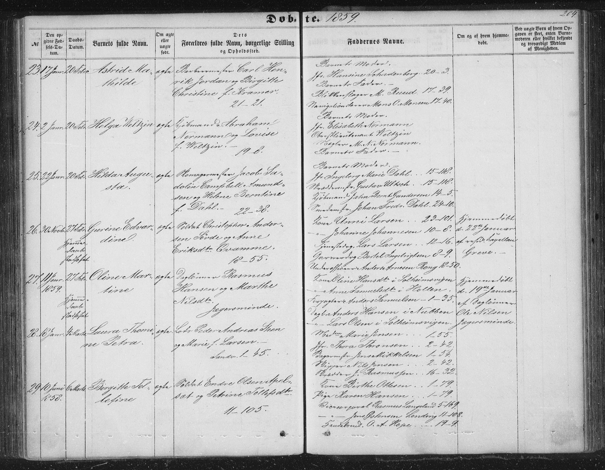 Korskirken sokneprestembete, SAB/A-76101/H/Haa/L0018: Parish register (official) no. B 4, 1857-1866, p. 204