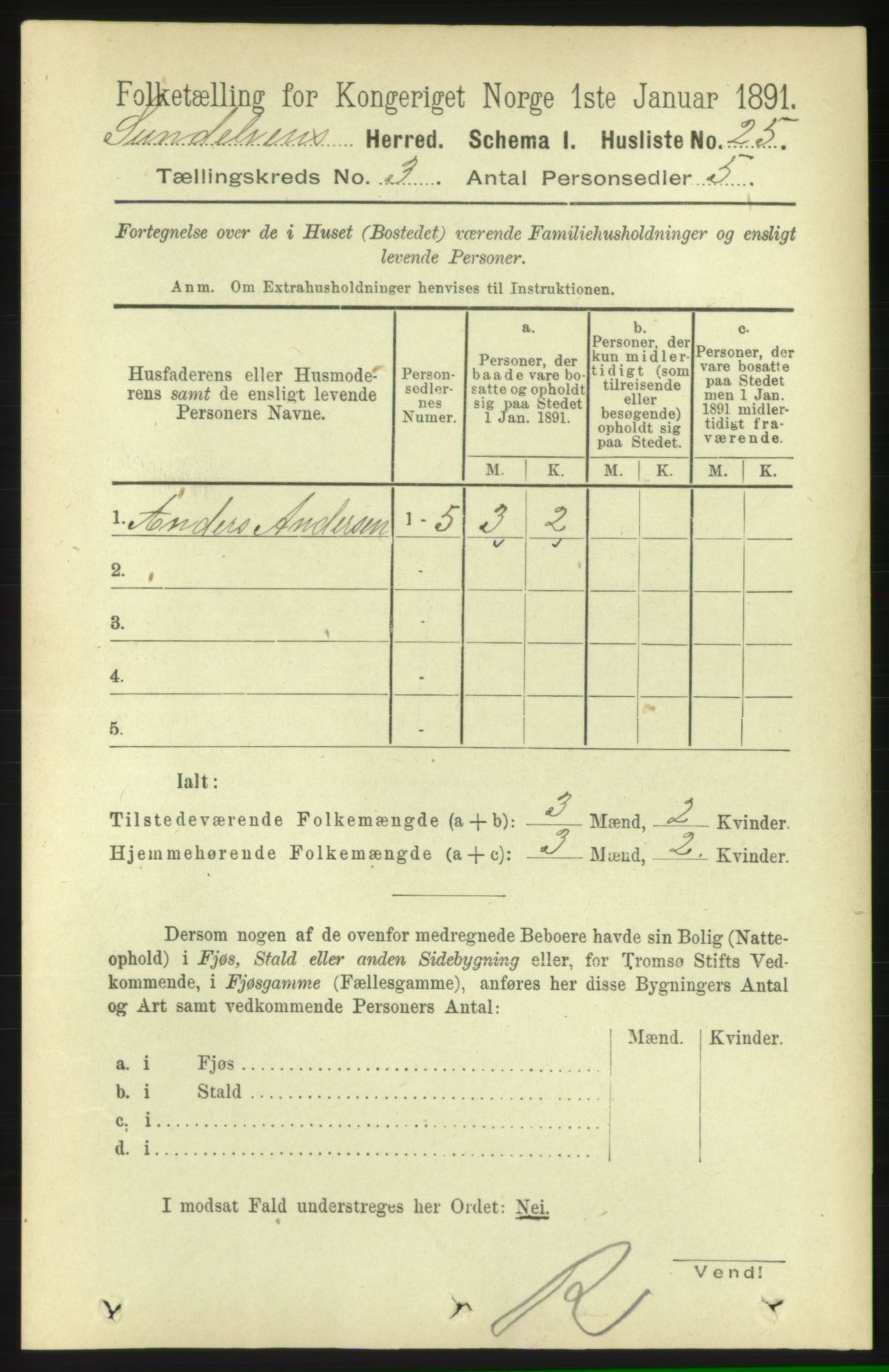 RA, 1891 census for 1523 Sunnylven, 1891, p. 607