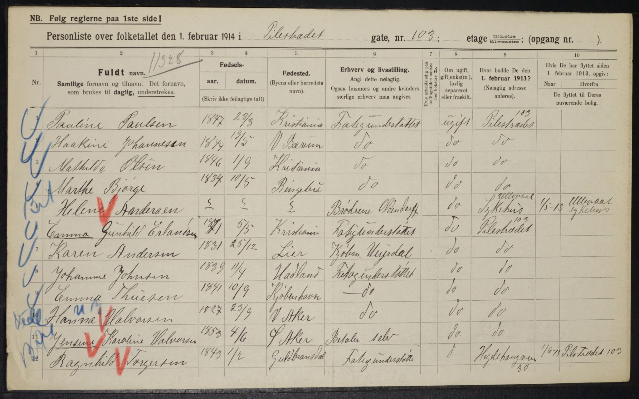 OBA, Municipal Census 1914 for Kristiania, 1914, p. 80259