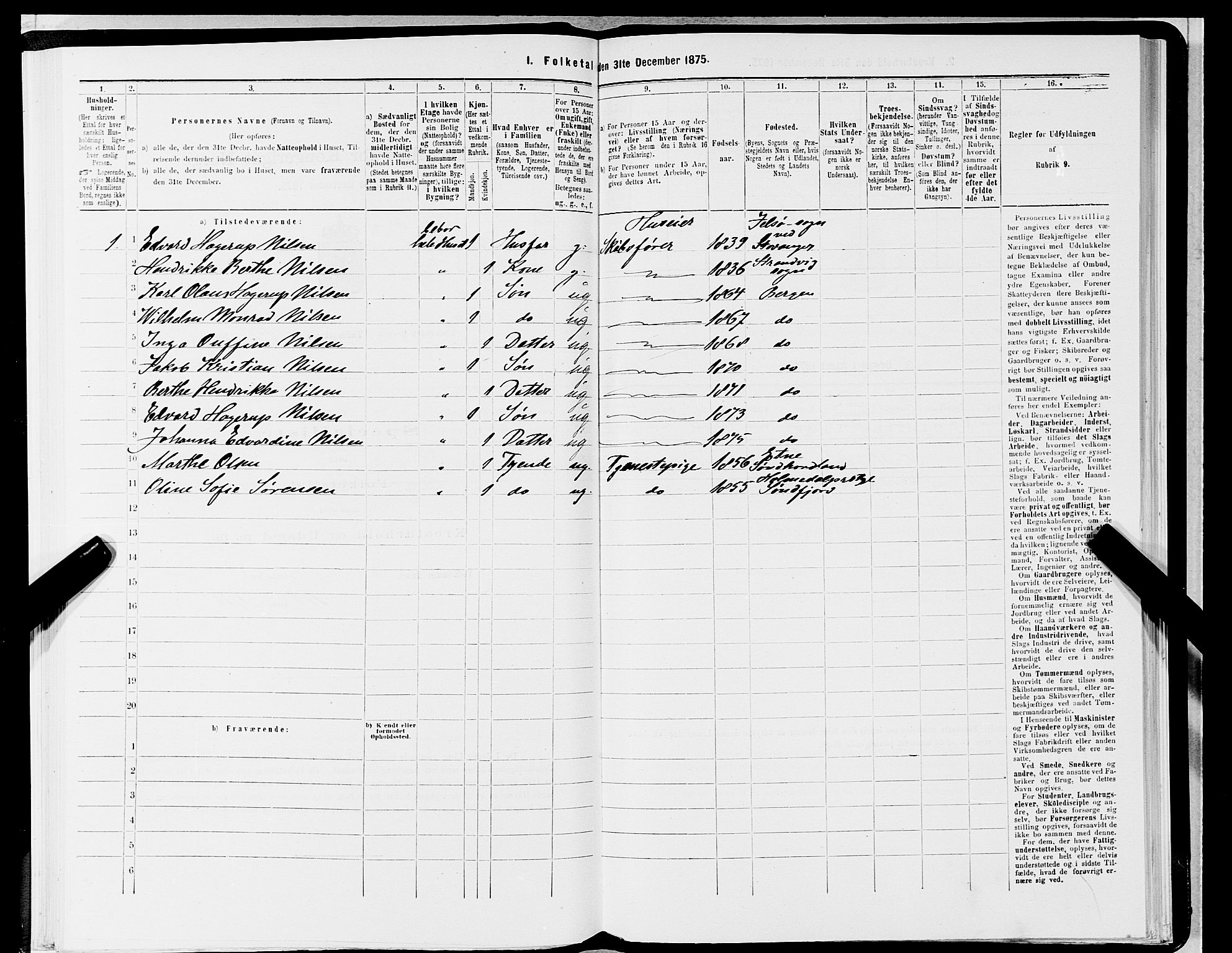 SAB, 1875 census for 1301 Bergen, 1875, p. 733