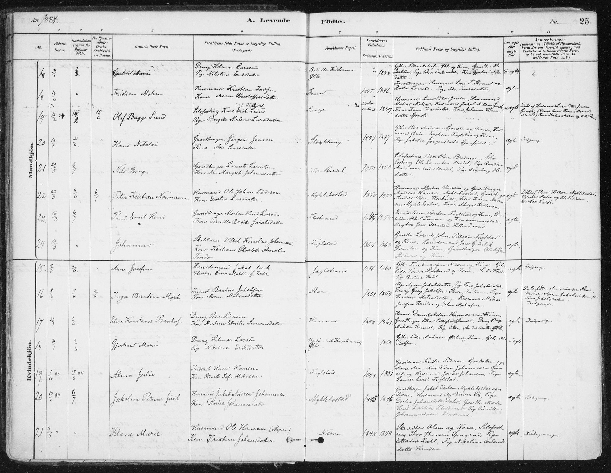 Ministerialprotokoller, klokkerbøker og fødselsregistre - Nordland, AV/SAT-A-1459/838/L0552: Parish register (official) no. 838A10, 1880-1910, p. 25