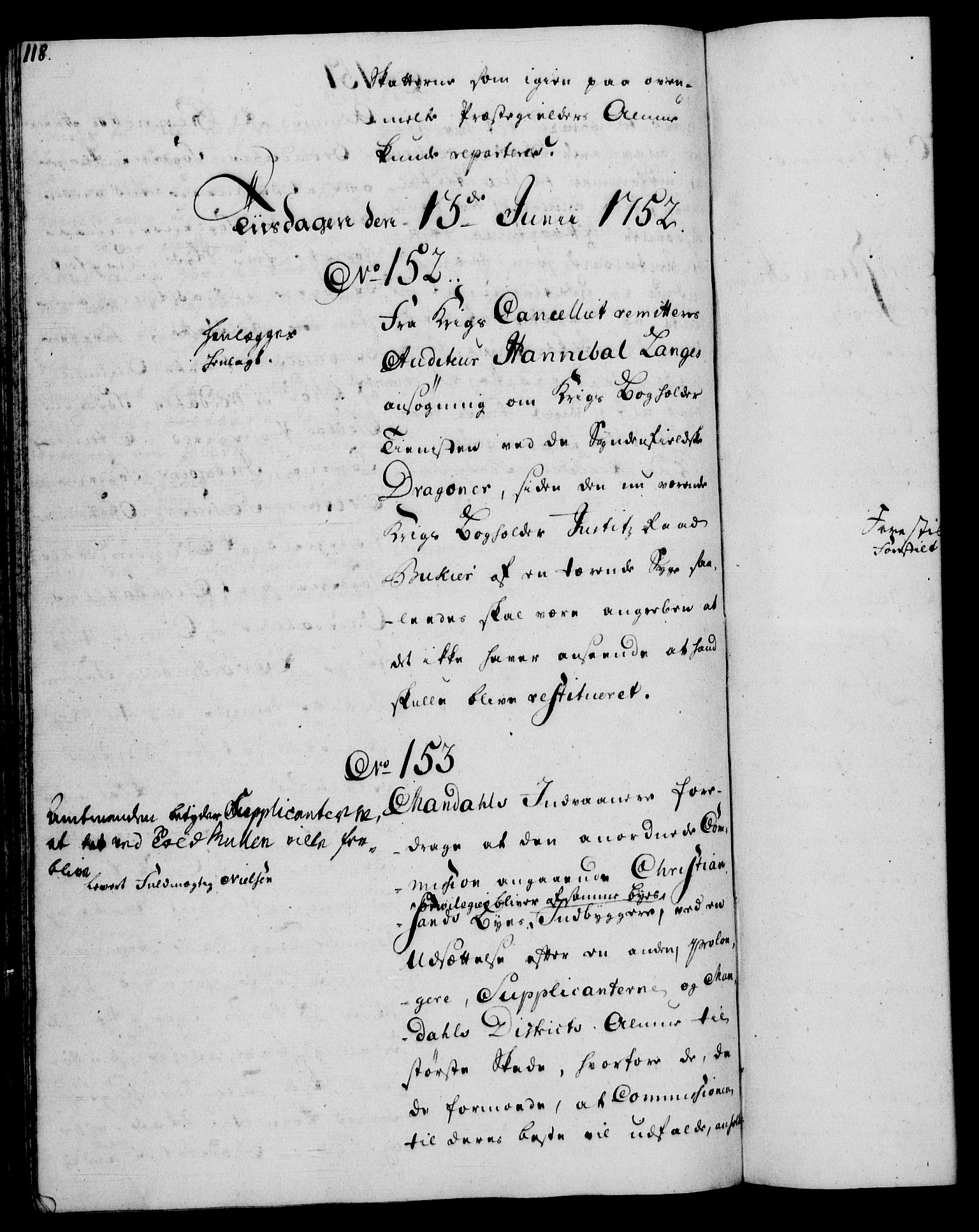 Rentekammeret, Kammerkanselliet, RA/EA-3111/G/Gh/Gha/L0031: Norsk ekstraktmemorialprotokoll (merket RK 53.76), 1751-1753, p. 118