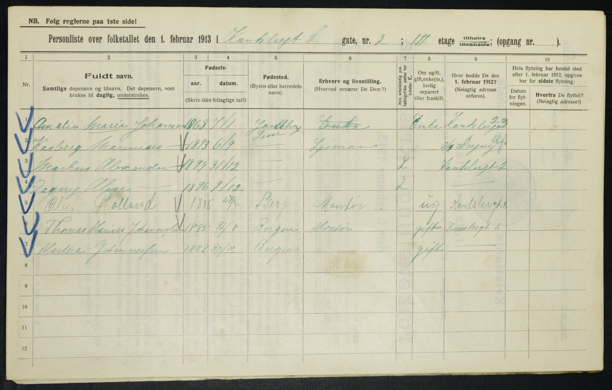 OBA, Municipal Census 1913 for Kristiania, 1913, p. 47793