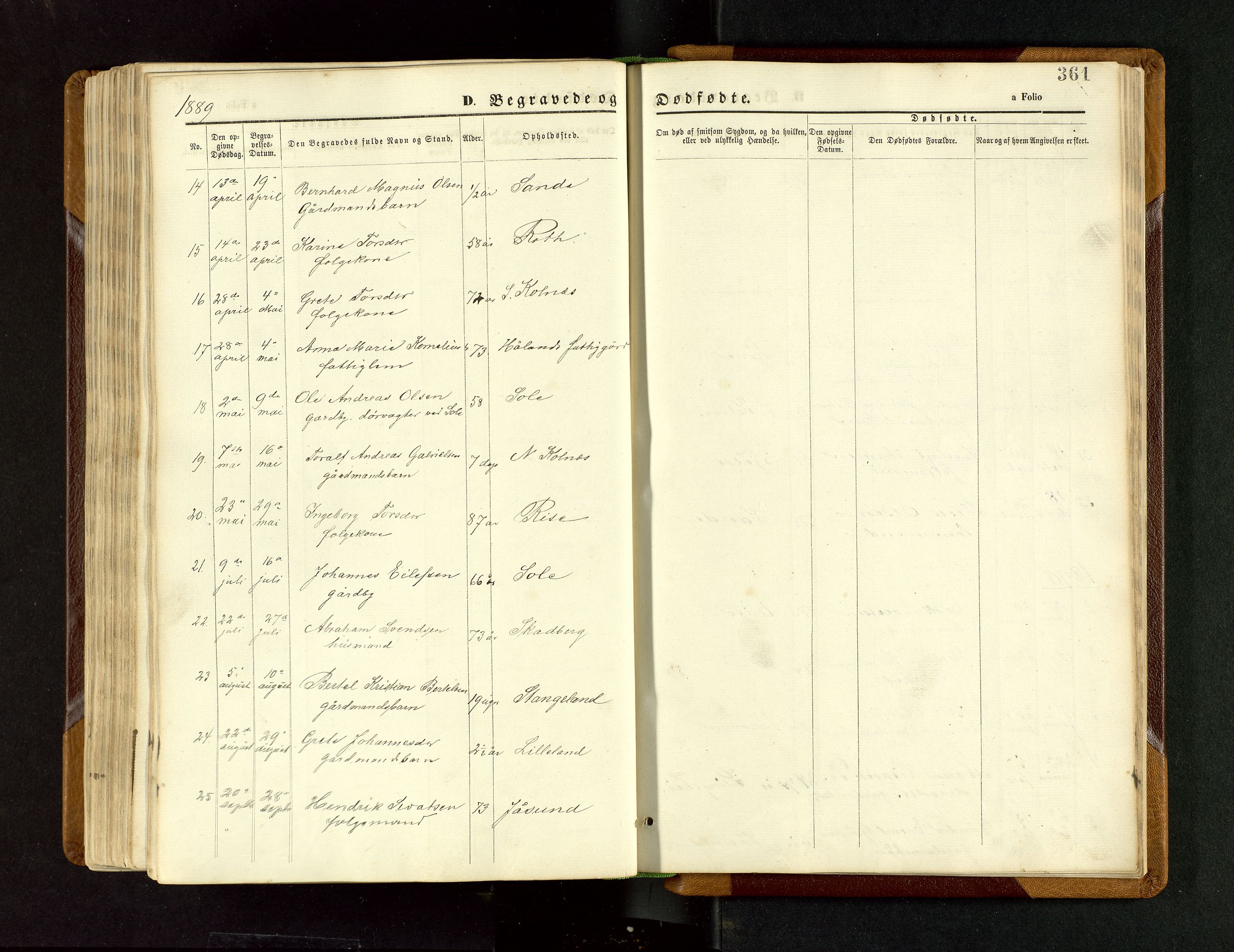 Håland sokneprestkontor, AV/SAST-A-101802/001/30BB/L0003: Parish register (copy) no. B 3, 1873-1893, p. 361