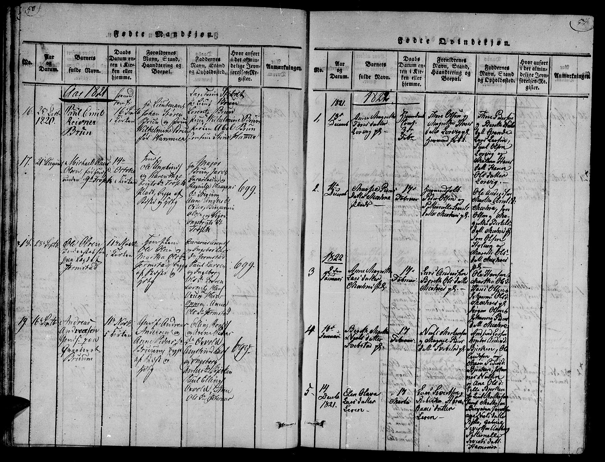 Ministerialprotokoller, klokkerbøker og fødselsregistre - Nord-Trøndelag, SAT/A-1458/735/L0333: Parish register (official) no. 735A04 /1, 1816-1824, p. 50-51