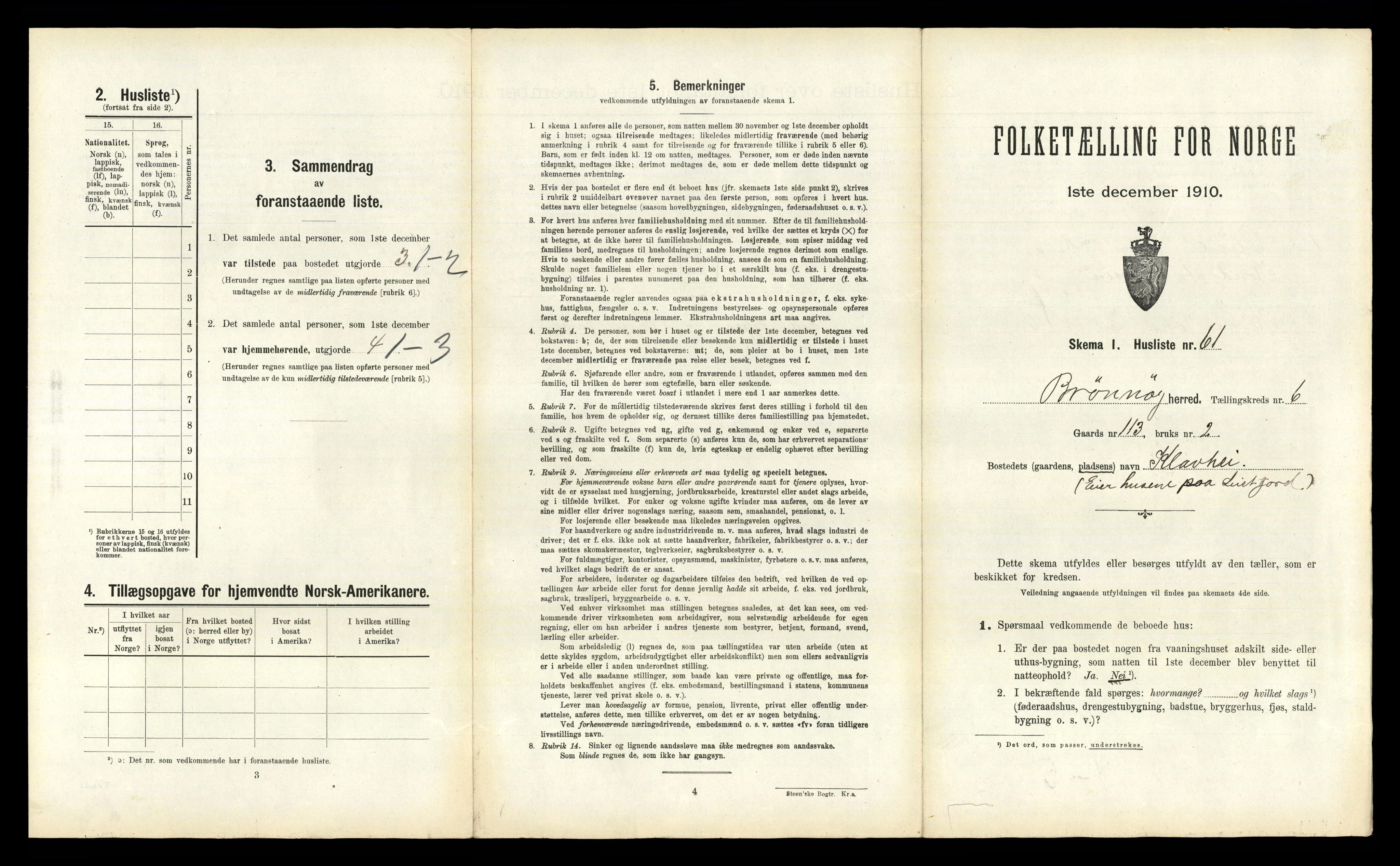 RA, 1910 census for Brønnøy, 1910, p. 595