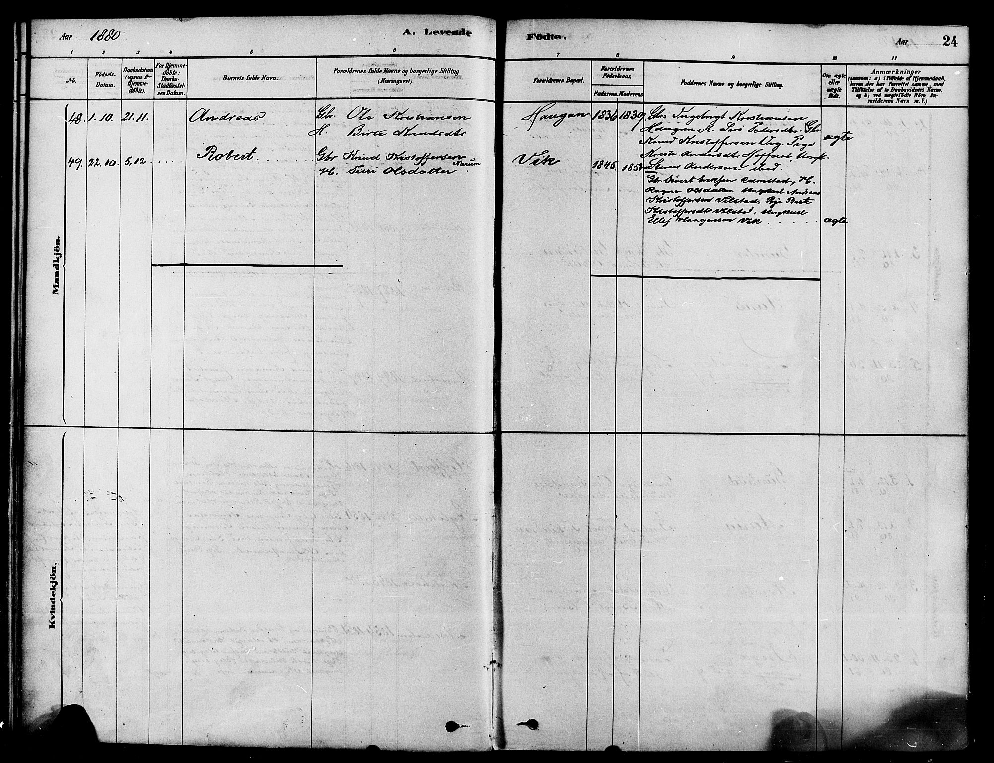 Sigdal kirkebøker, AV/SAKO-A-245/F/Fa/L0011: Parish register (official) no. I 11, 1879-1887, p. 24