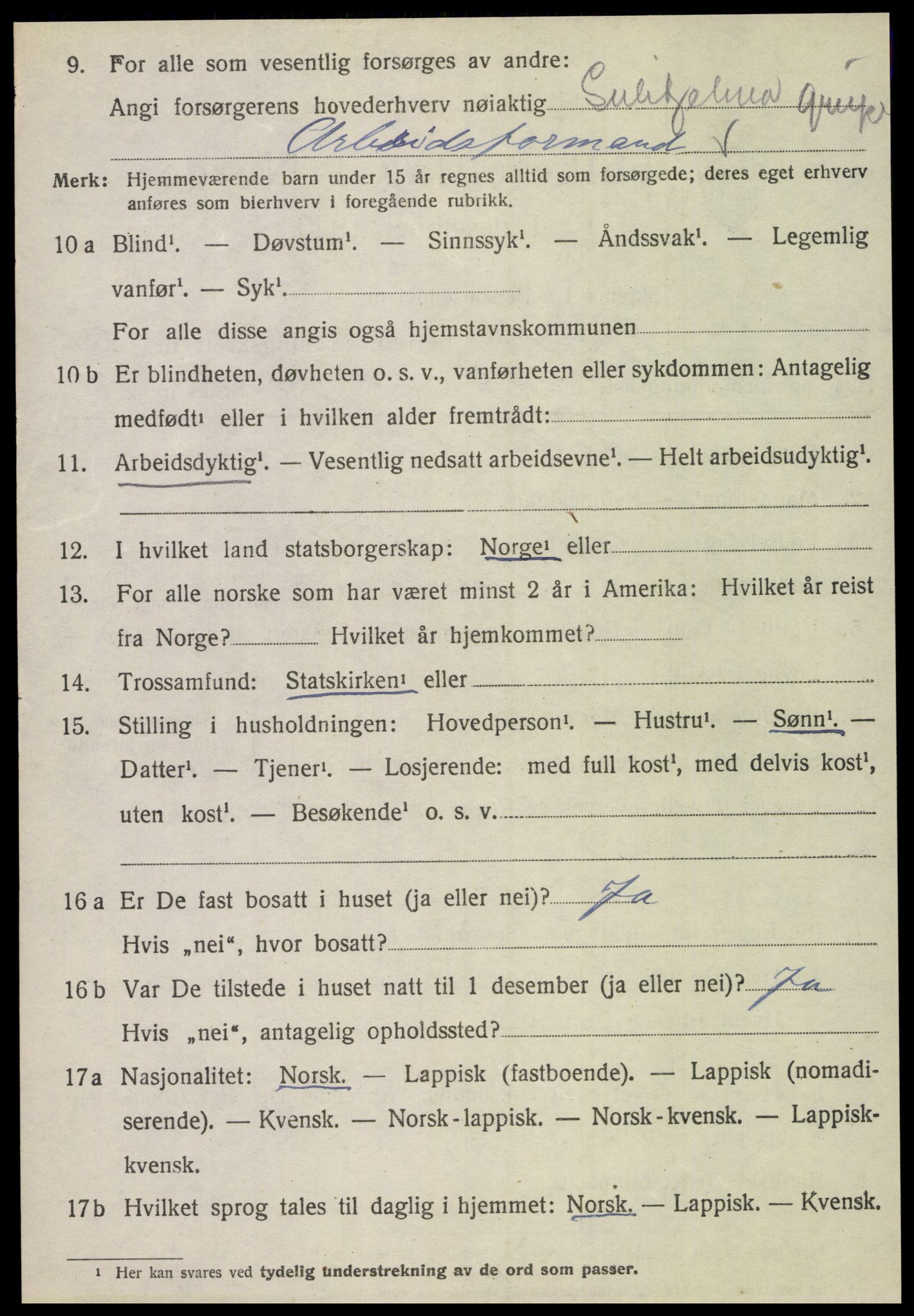 SAT, 1920 census for Fauske, 1920, p. 15689