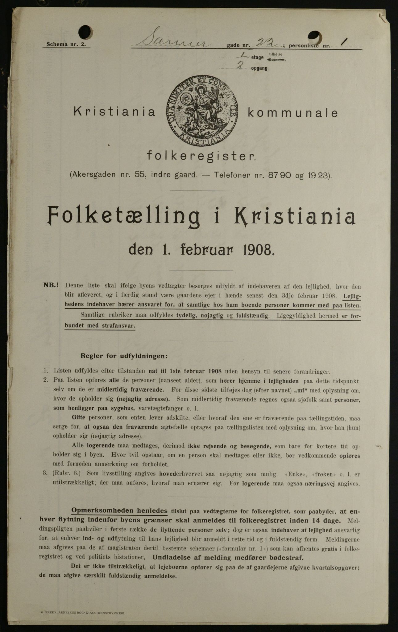 OBA, Municipal Census 1908 for Kristiania, 1908, p. 80308