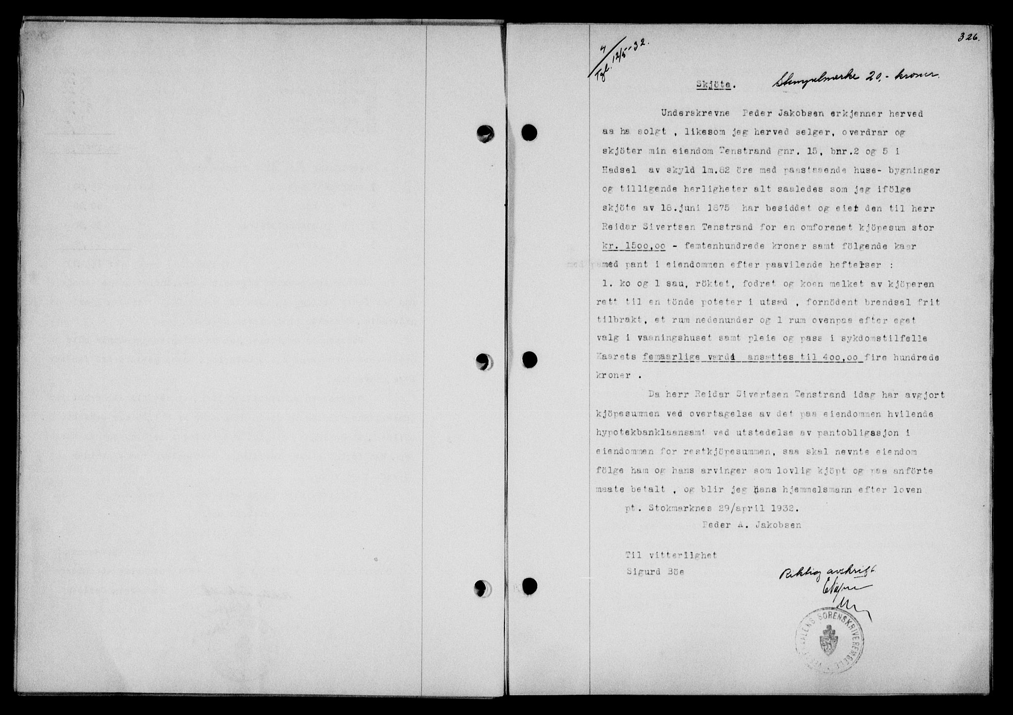 Vesterålen sorenskriveri, SAT/A-4180/1/2/2Ca/L0055: Mortgage book no. 48, 1932-1932, Deed date: 12.05.1932