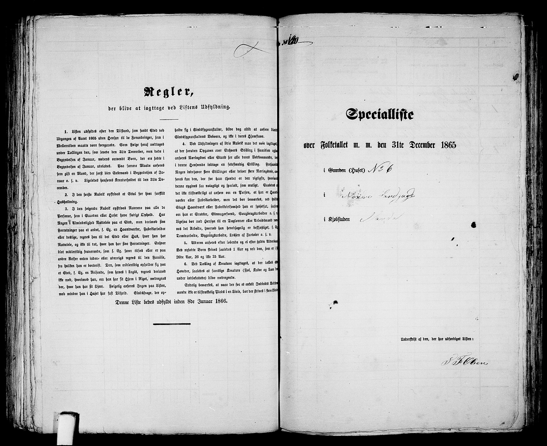 RA, 1865 census for Mandal/Mandal, 1865, p. 282