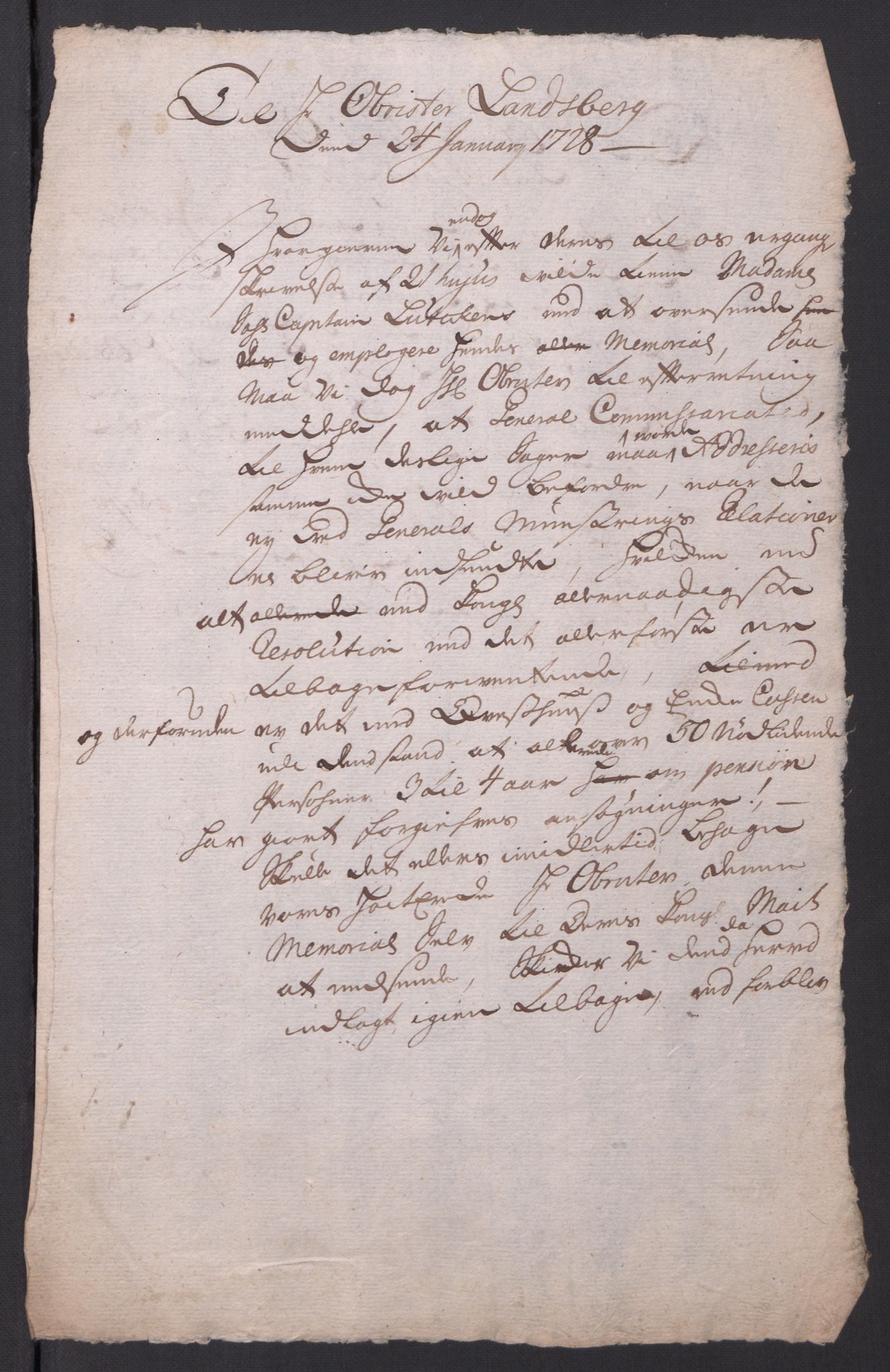 Kommanderende general (KG I) med Det norske krigsdirektorium, AV/RA-EA-5419/B/L0010: Kommanderende generals konsepter og kopibok, 1728-1730, p. 49