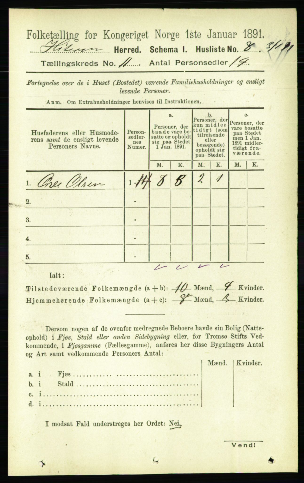 RA, 1891 census for 1617 Hitra, 1891, p. 2429