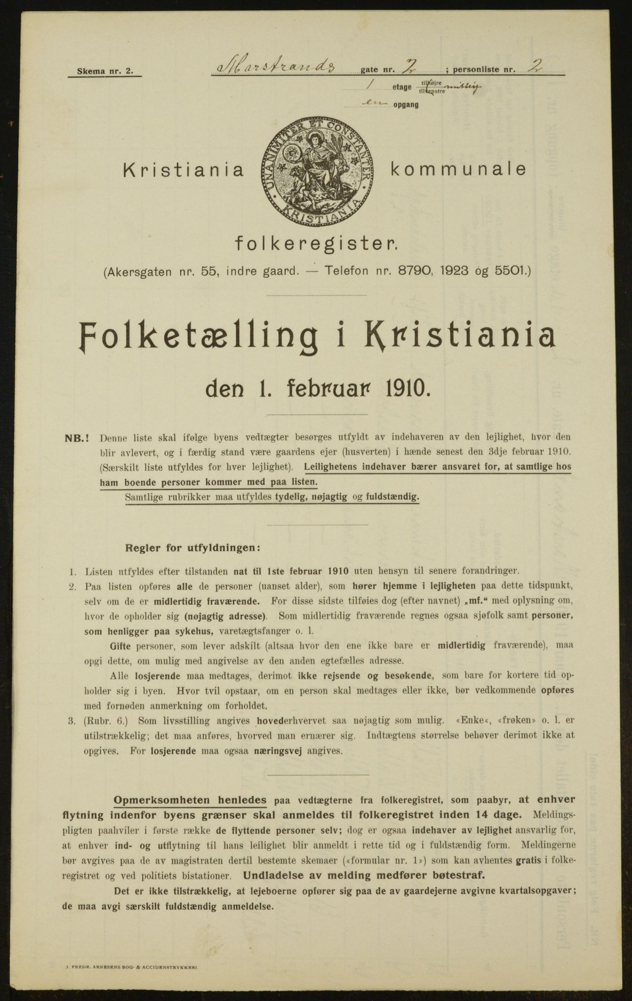 OBA, Municipal Census 1910 for Kristiania, 1910, p. 62557