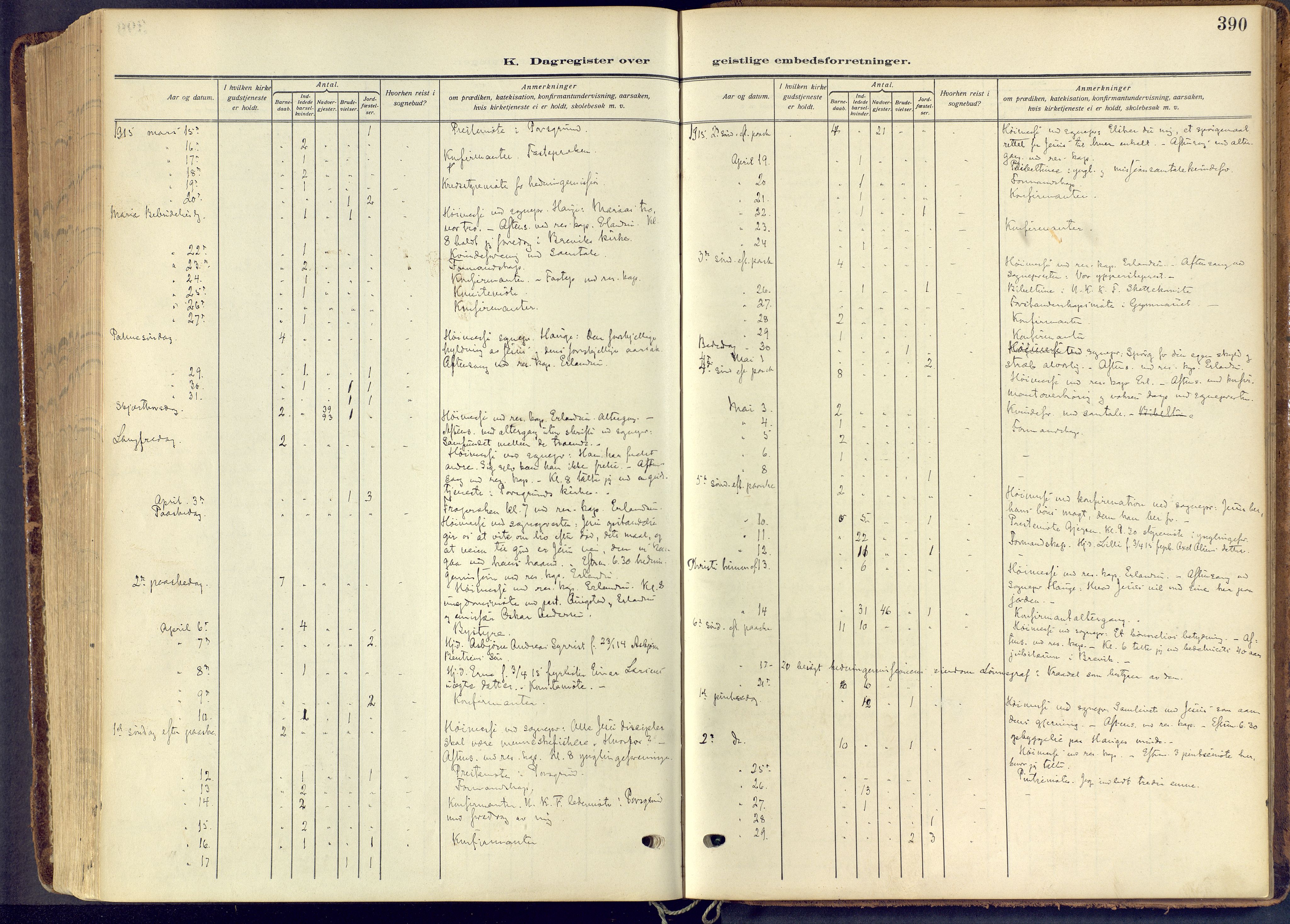 Skien kirkebøker, AV/SAKO-A-302/F/Fa/L0013: Parish register (official) no. 13, 1915-1921, p. 390