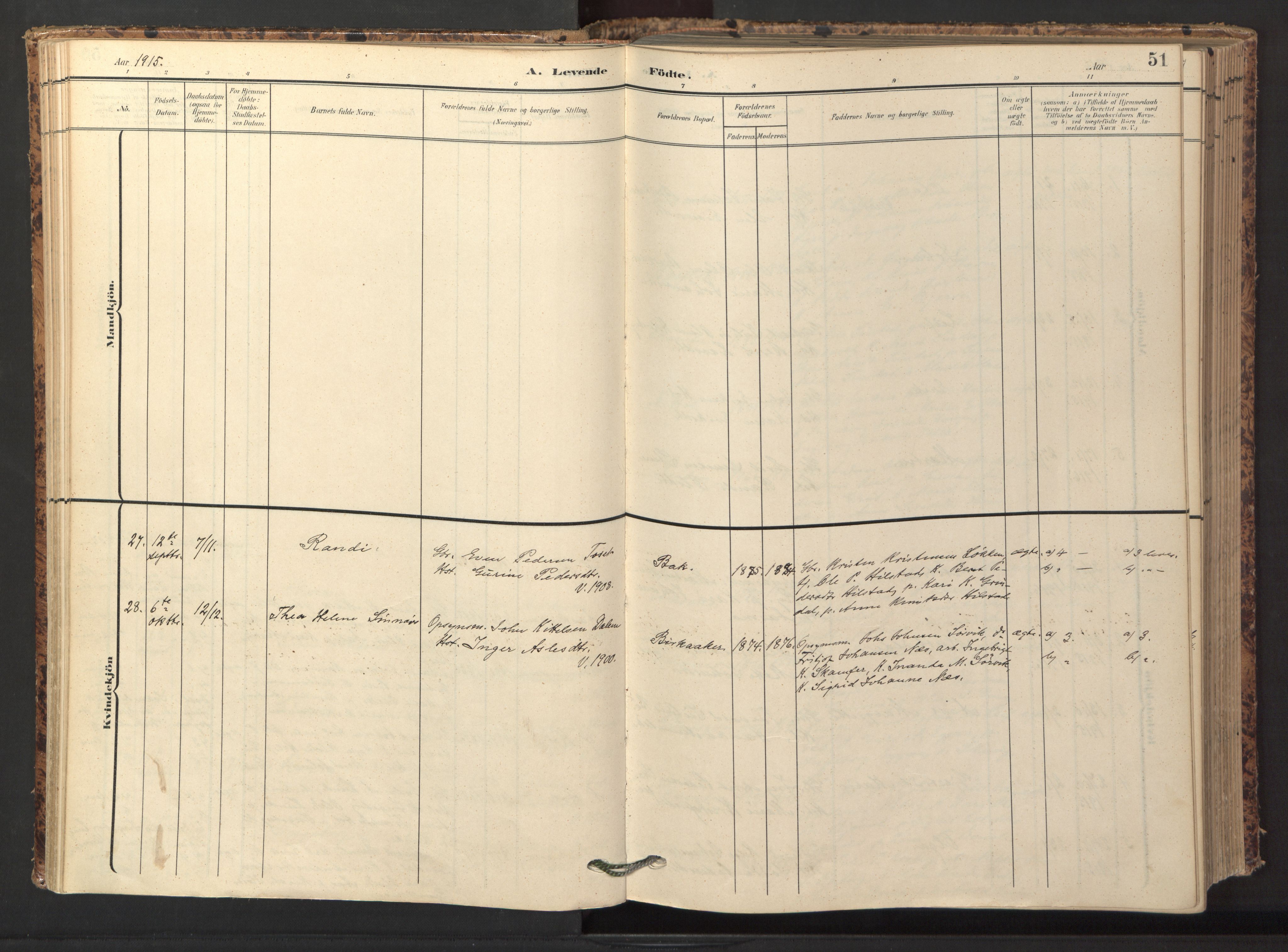 Ministerialprotokoller, klokkerbøker og fødselsregistre - Sør-Trøndelag, SAT/A-1456/674/L0873: Parish register (official) no. 674A05, 1908-1923, p. 51