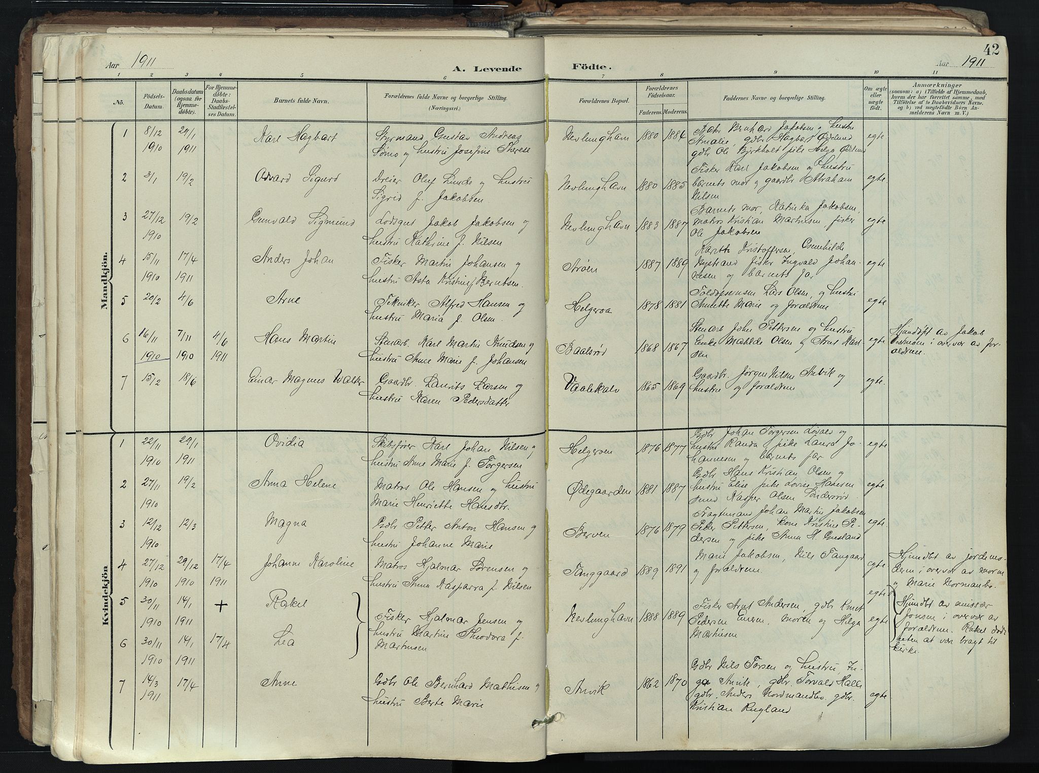 Brunlanes kirkebøker, SAKO/A-342/F/Fb/L0003: Parish register (official) no. II 3, 1900-1922, p. 42
