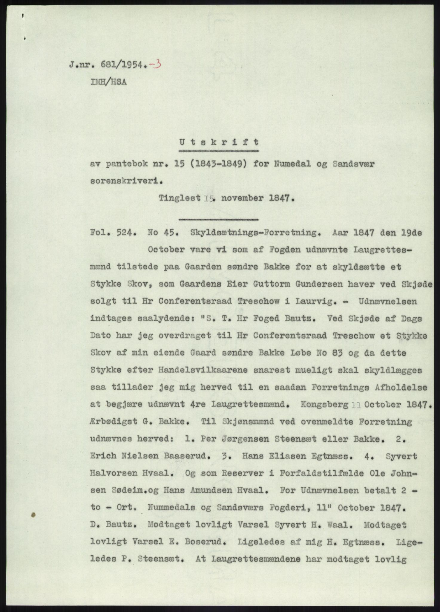 Statsarkivet i Kongsberg, SAKO/A-0001, 1944-1954, p. 325