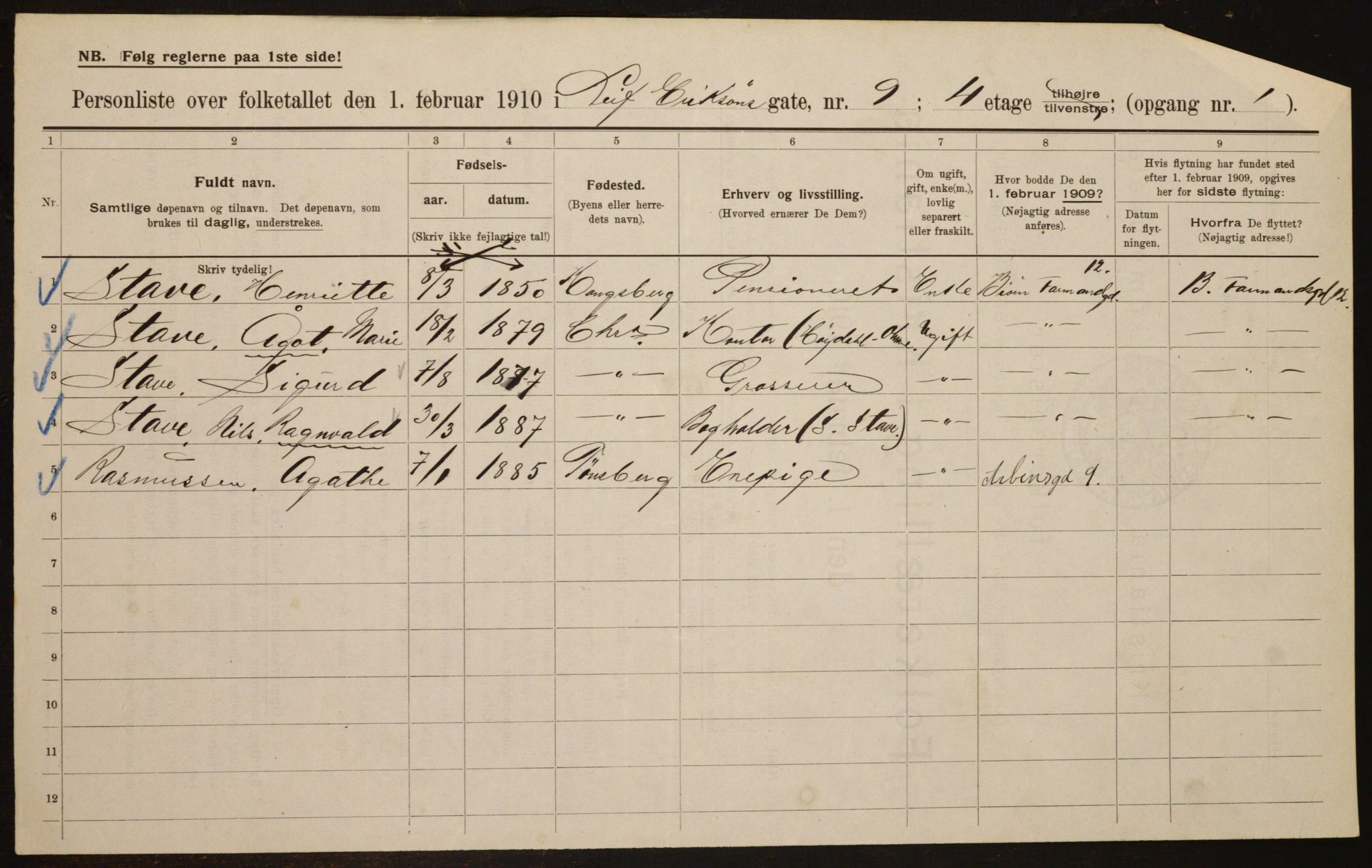 OBA, Municipal Census 1910 for Kristiania, 1910, p. 55525