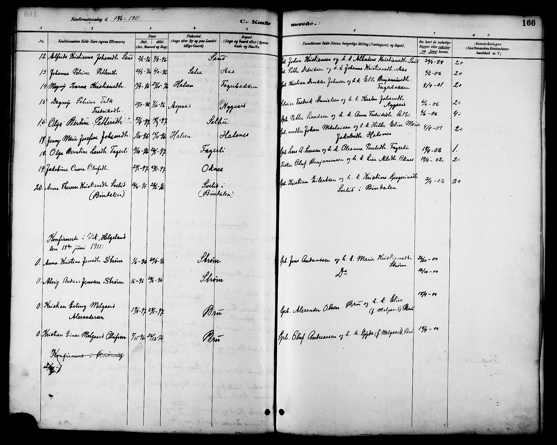 Ministerialprotokoller, klokkerbøker og fødselsregistre - Nordland, AV/SAT-A-1459/814/L0230: Parish register (copy) no. 814C03, 1884-1911, p. 166