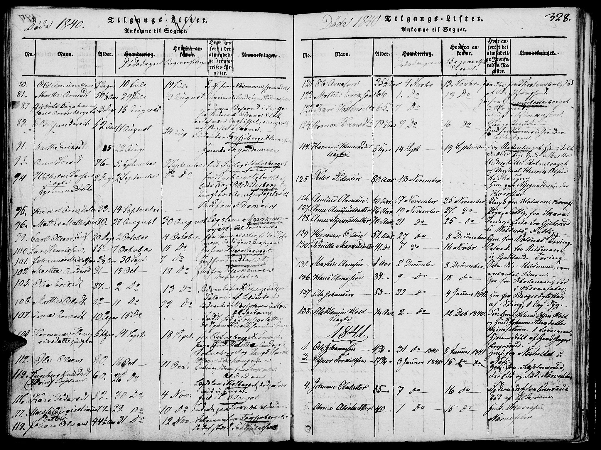 Grue prestekontor, SAH/PREST-036/H/Ha/Hab/L0002: Parish register (copy) no. 2, 1815-1841, p. 328