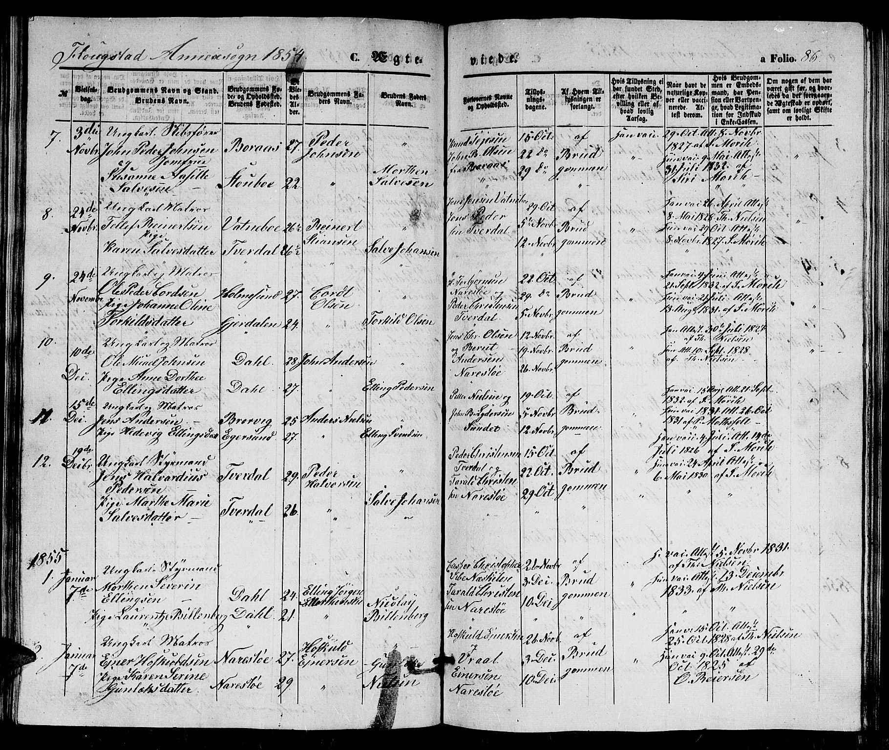 Dypvåg sokneprestkontor, SAK/1111-0007/F/Fb/Fbb/L0002: Parish register (copy) no. B 2, 1851-1871, p. 86