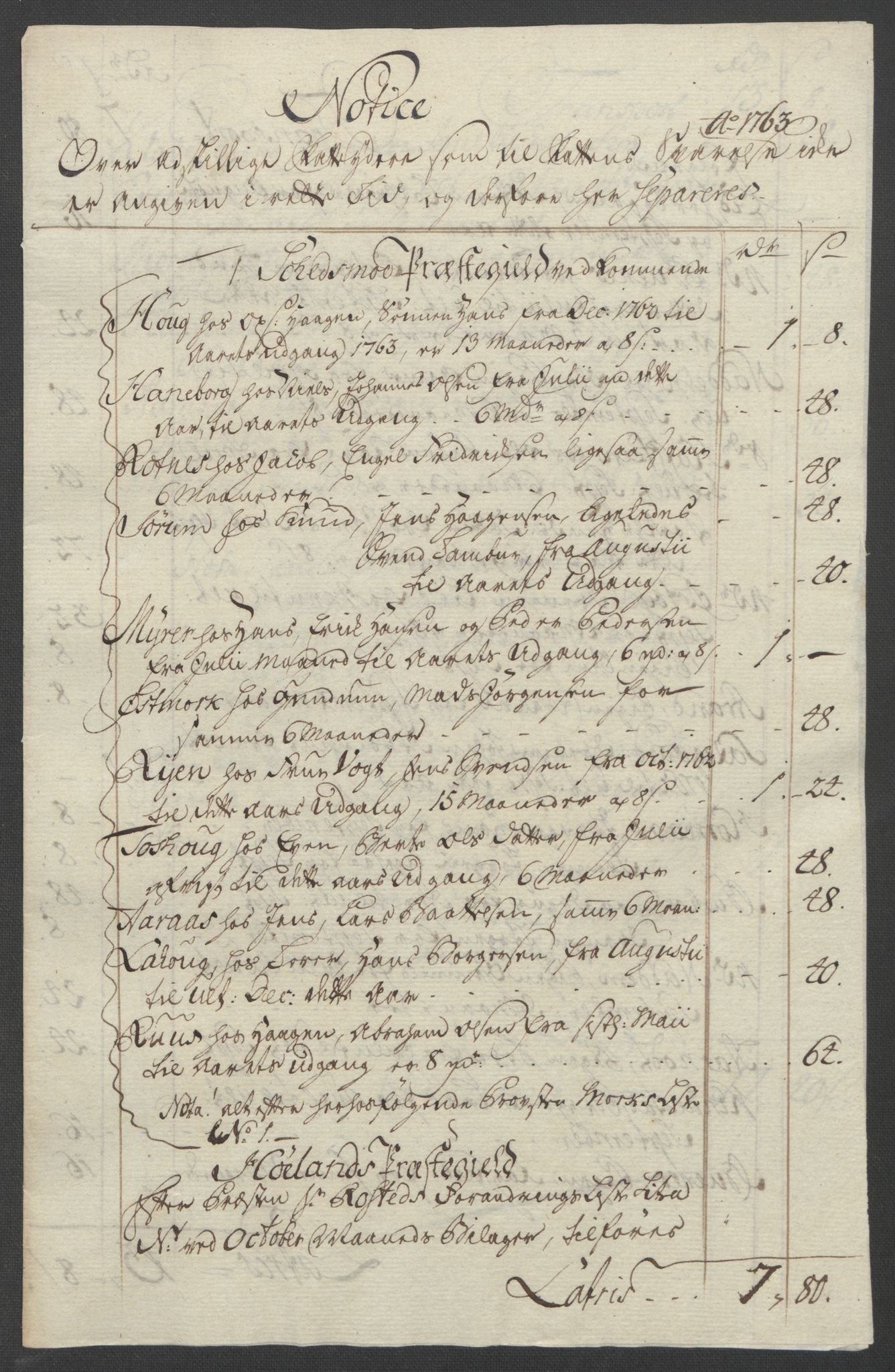 Rentekammeret inntil 1814, Reviderte regnskaper, Fogderegnskap, RA/EA-4092/R11/L0688: Ekstraskatten Nedre Romerike, 1763, p. 316