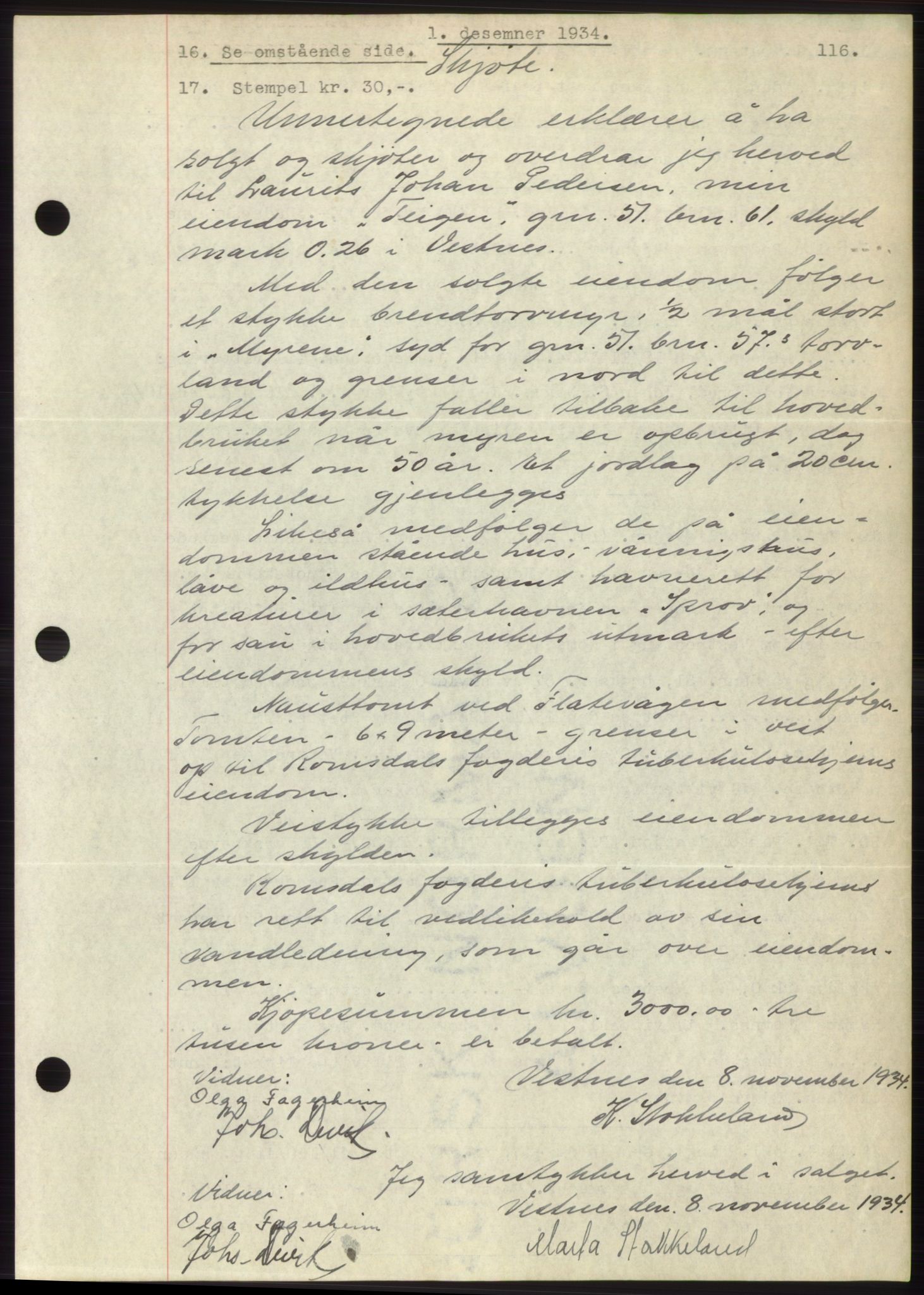 Romsdal sorenskriveri, AV/SAT-A-4149/1/2/2C/L0066: Mortgage book no. 60, 1934-1935, Deed date: 01.12.1934