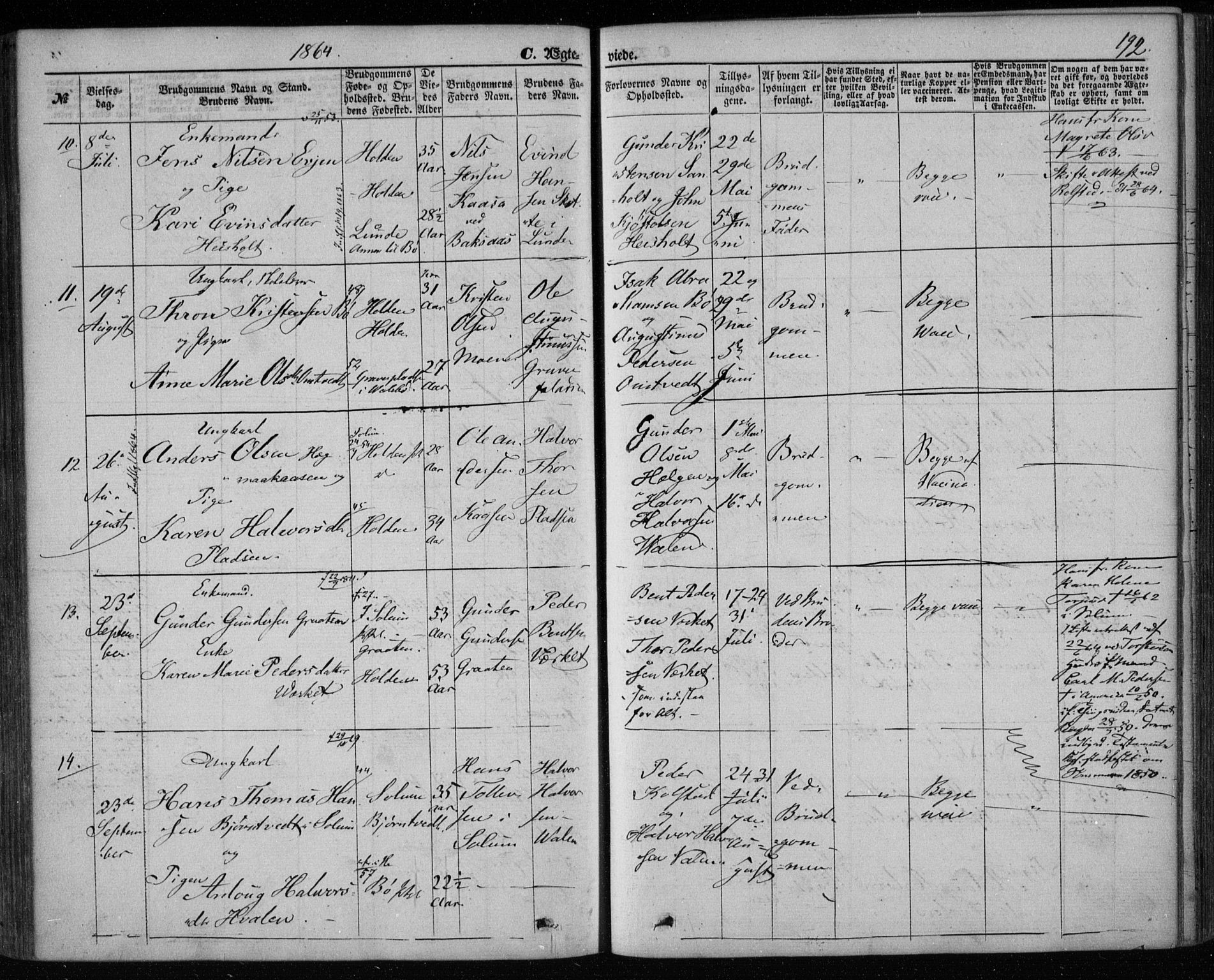 Holla kirkebøker, AV/SAKO-A-272/F/Fa/L0006: Parish register (official) no. 6, 1861-1869, p. 192