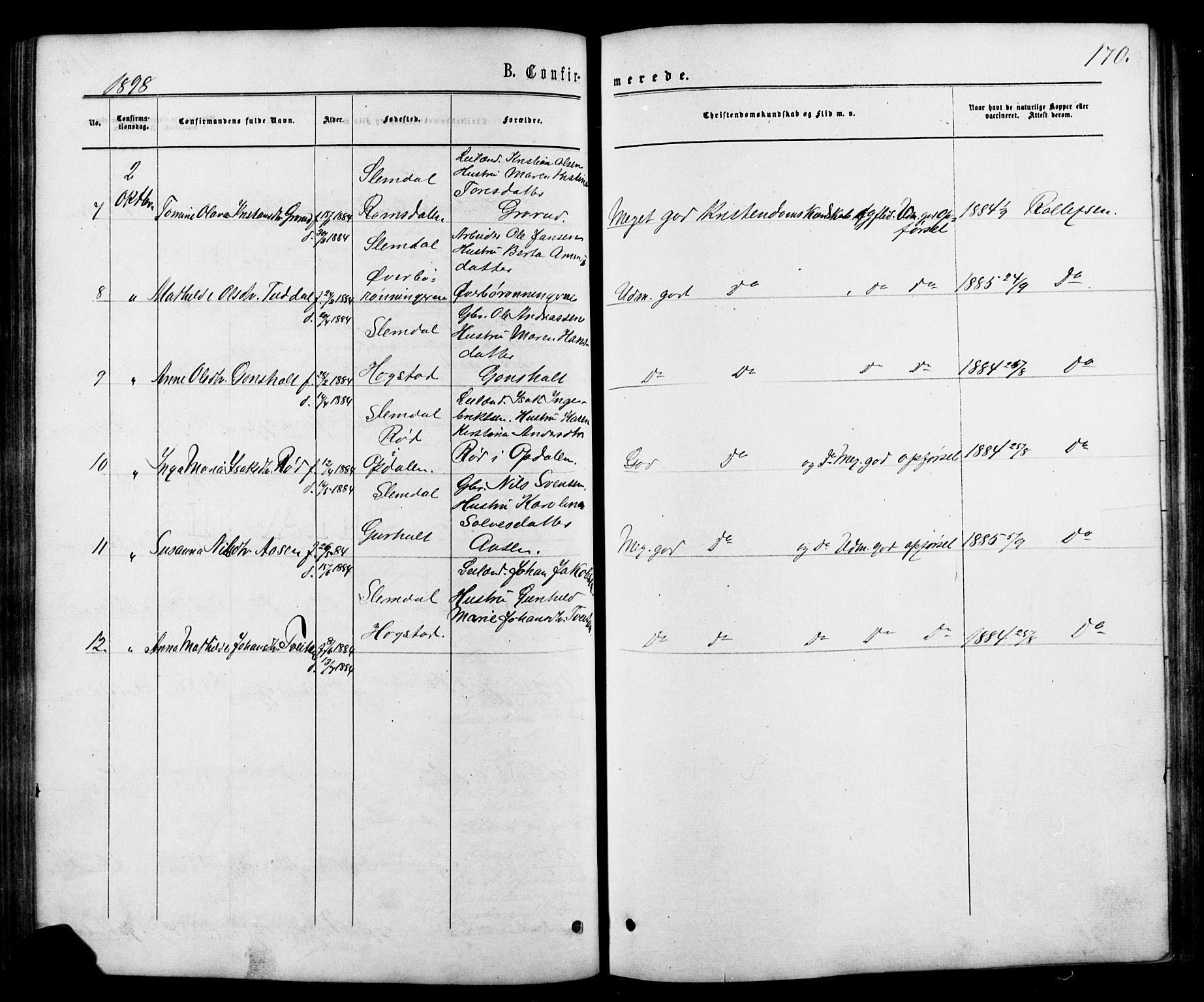 Siljan kirkebøker, AV/SAKO-A-300/G/Ga/L0002: Parish register (copy) no. 2, 1864-1908, p. 170