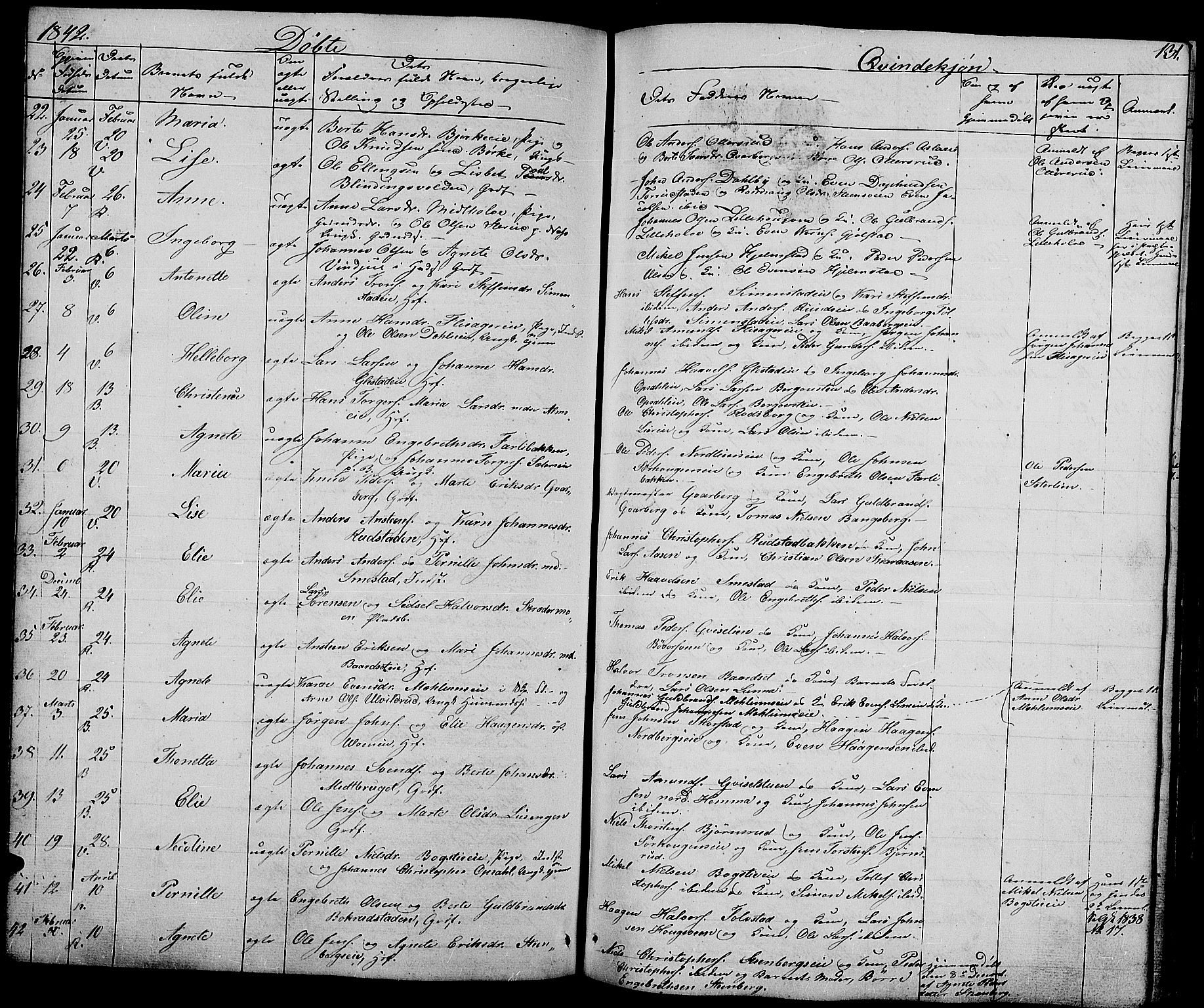 Ringsaker prestekontor, AV/SAH-PREST-014/L/La/L0005: Parish register (copy) no. 5, 1839-1850, p. 131