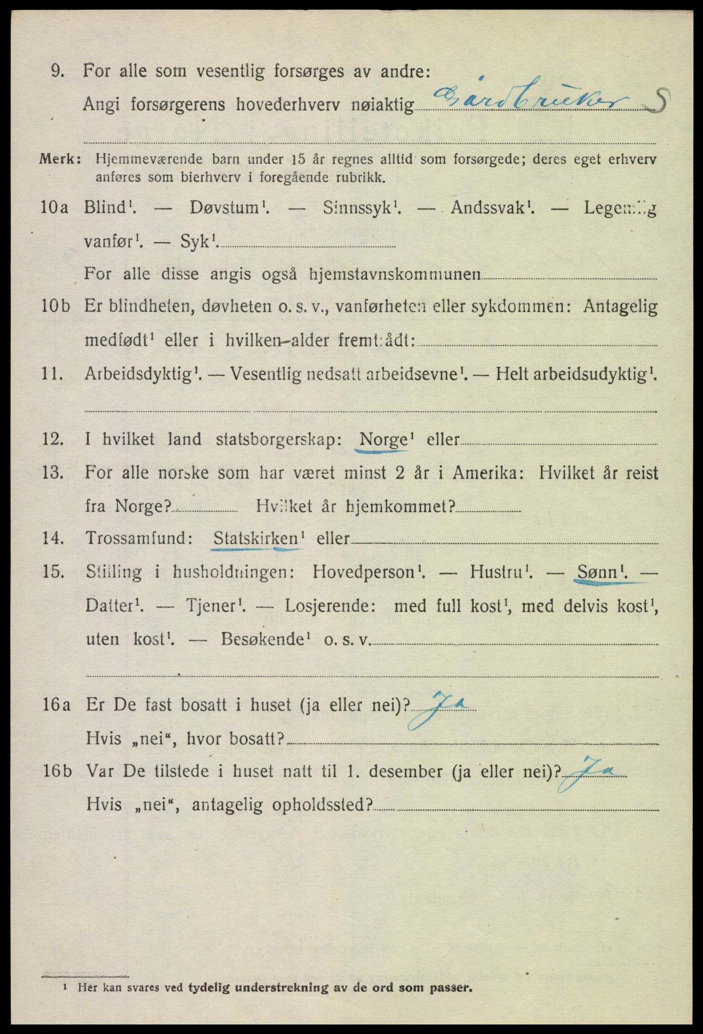 SAH, 1920 census for Øystre Slidre, 1920, p. 2178