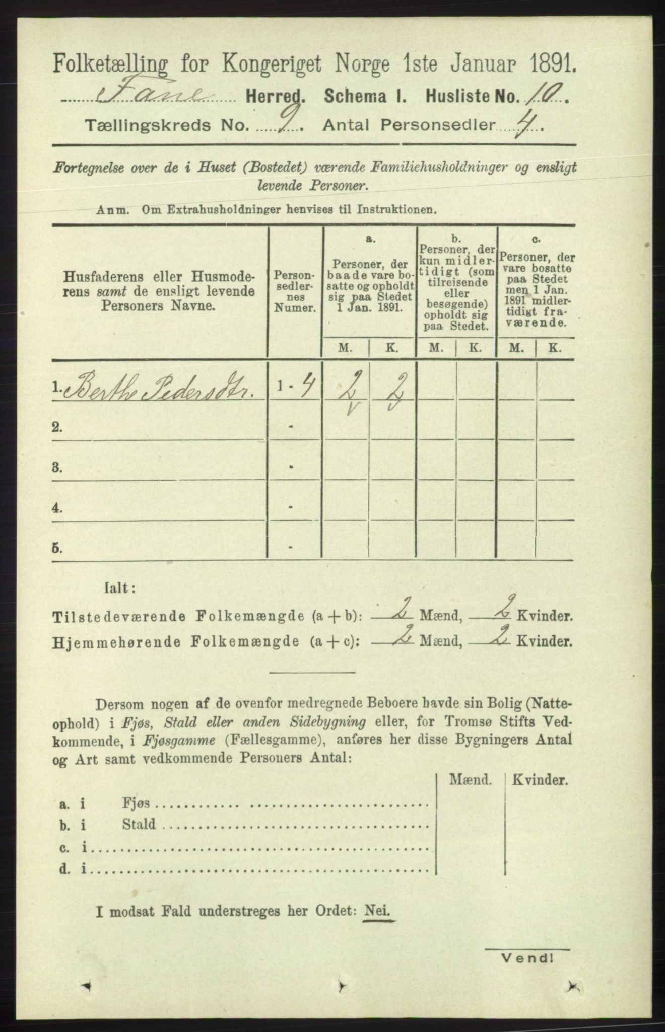 RA, 1891 census for 1249 Fana, 1891, p. 4762